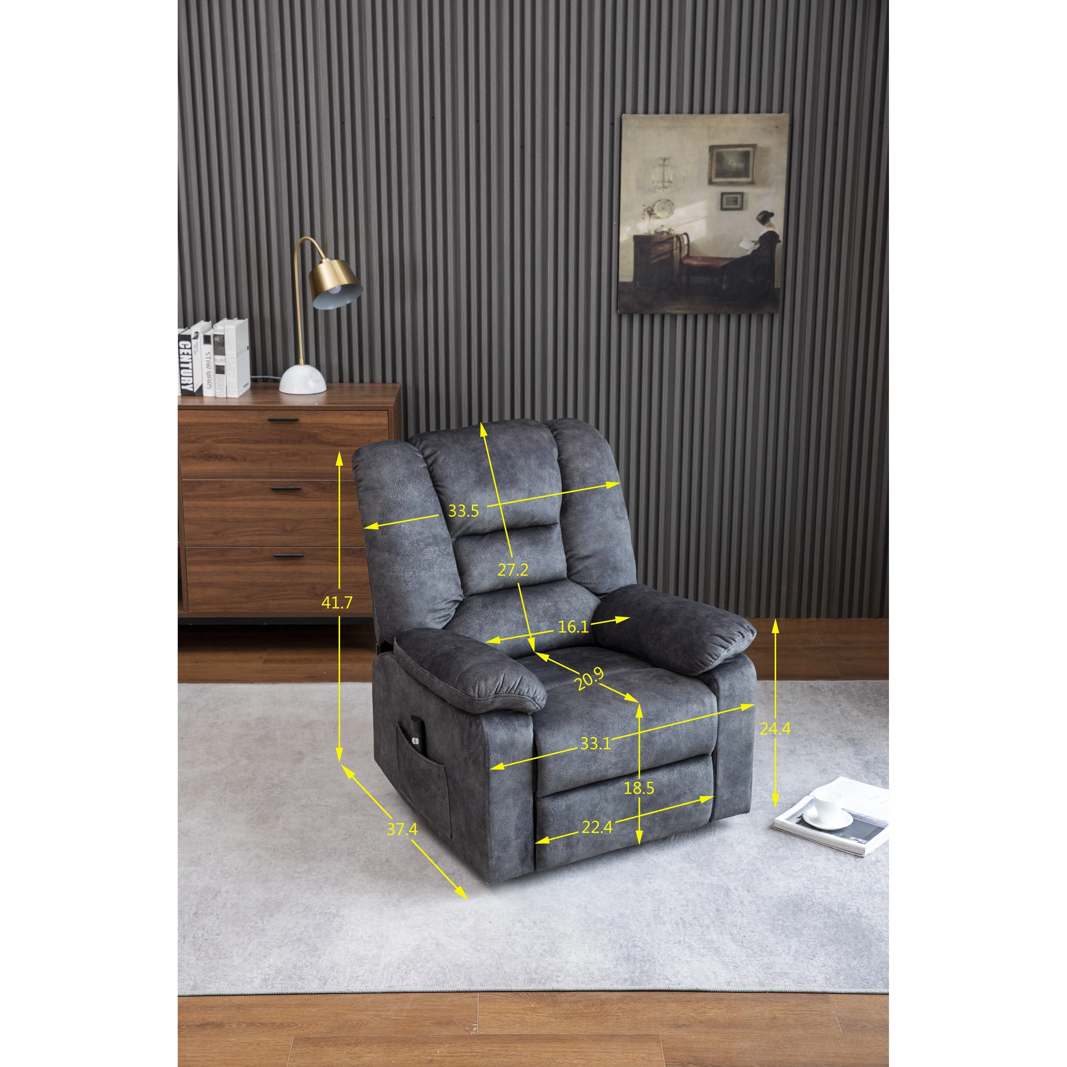 Power Lift Recliner Chair with Massage, Heat, USB & Side Pocket