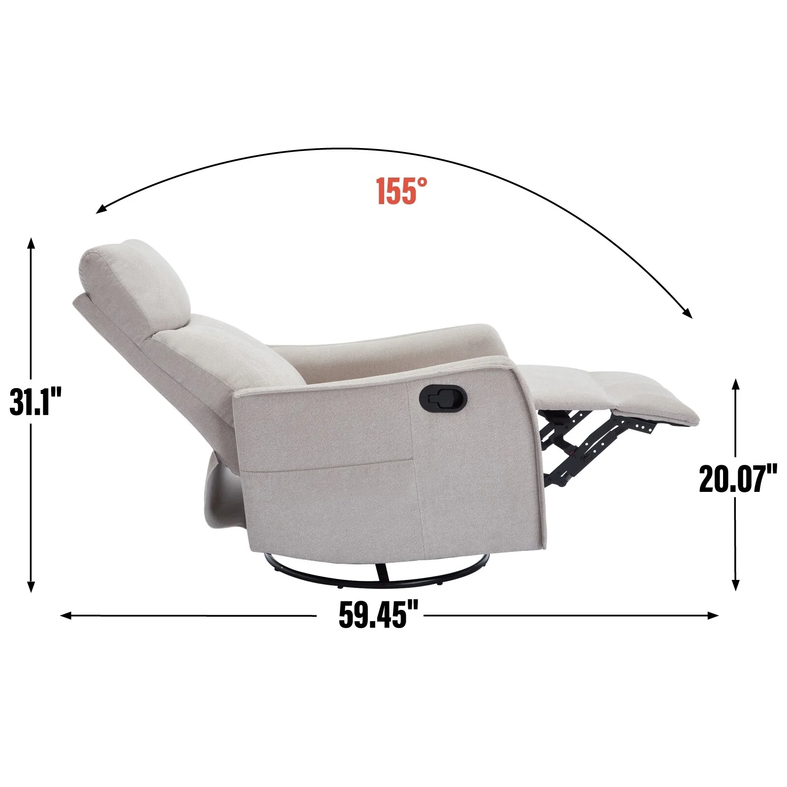 Heat Massage Manual Recliner Chair with Rocker and Swivel