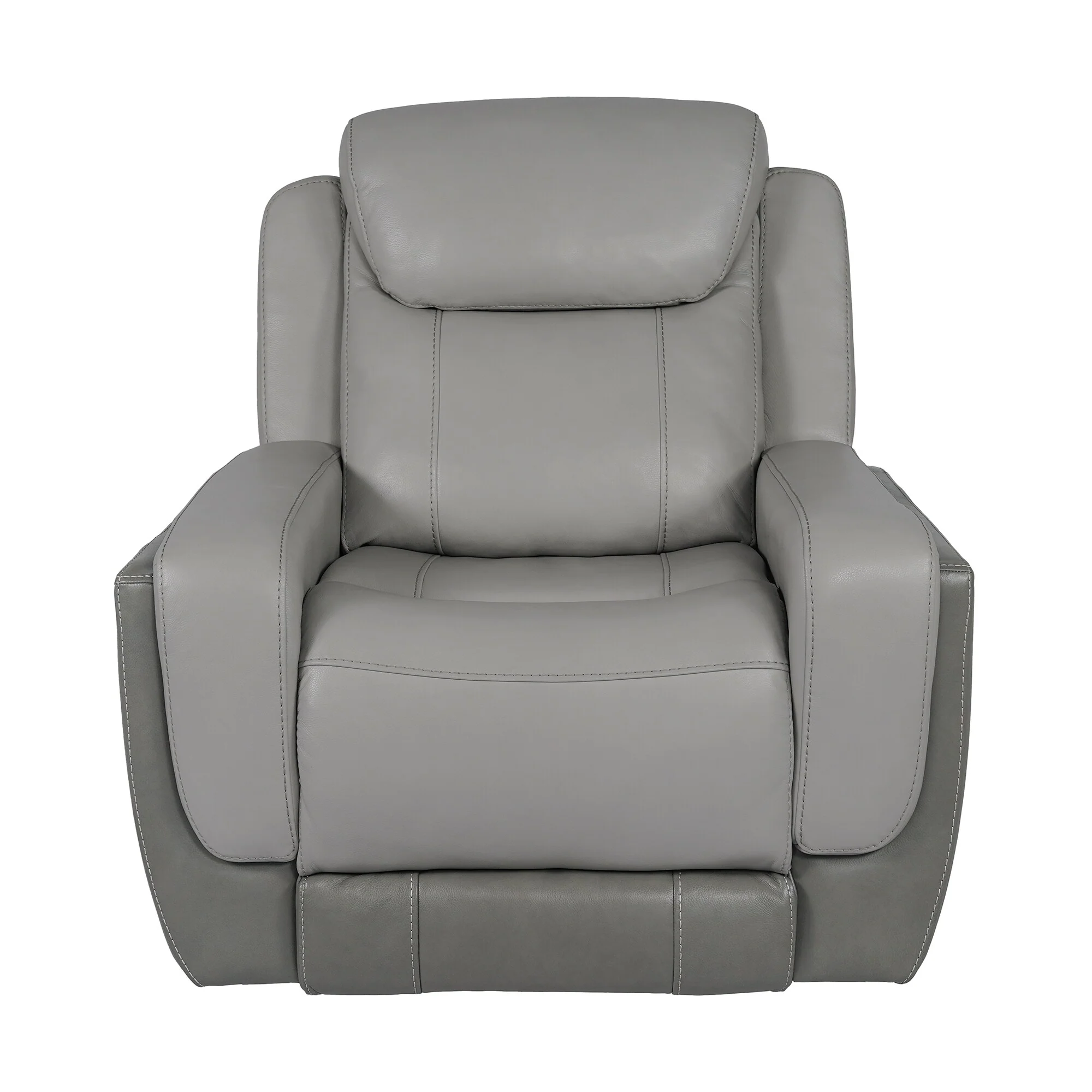 Rosalyn Zero Gravity Silver and Gray Leather Power Recliner with Power Headrest