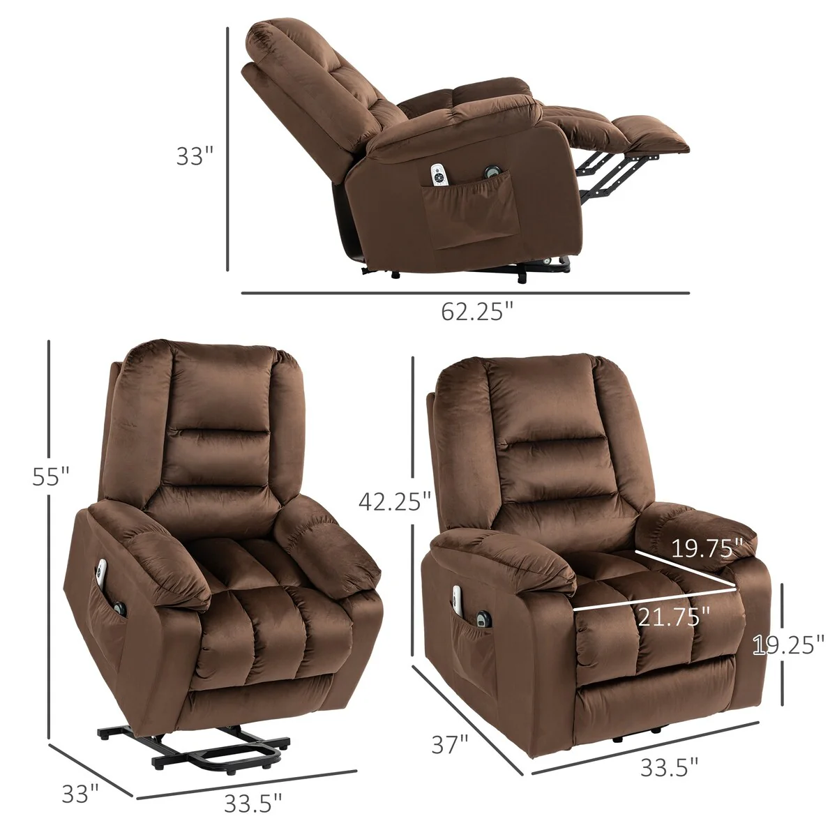 HOMCOM Power Lift Recliner Chair, Ergonomic Massage Chair with 4 Positions and Heating