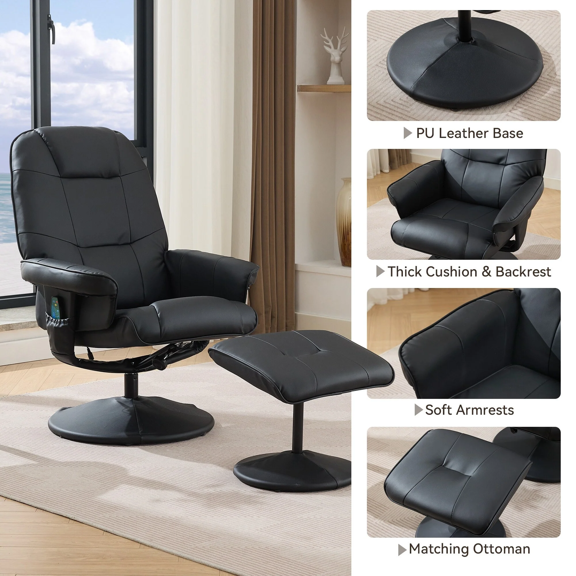 Massage Recliner Chair with Ottoman