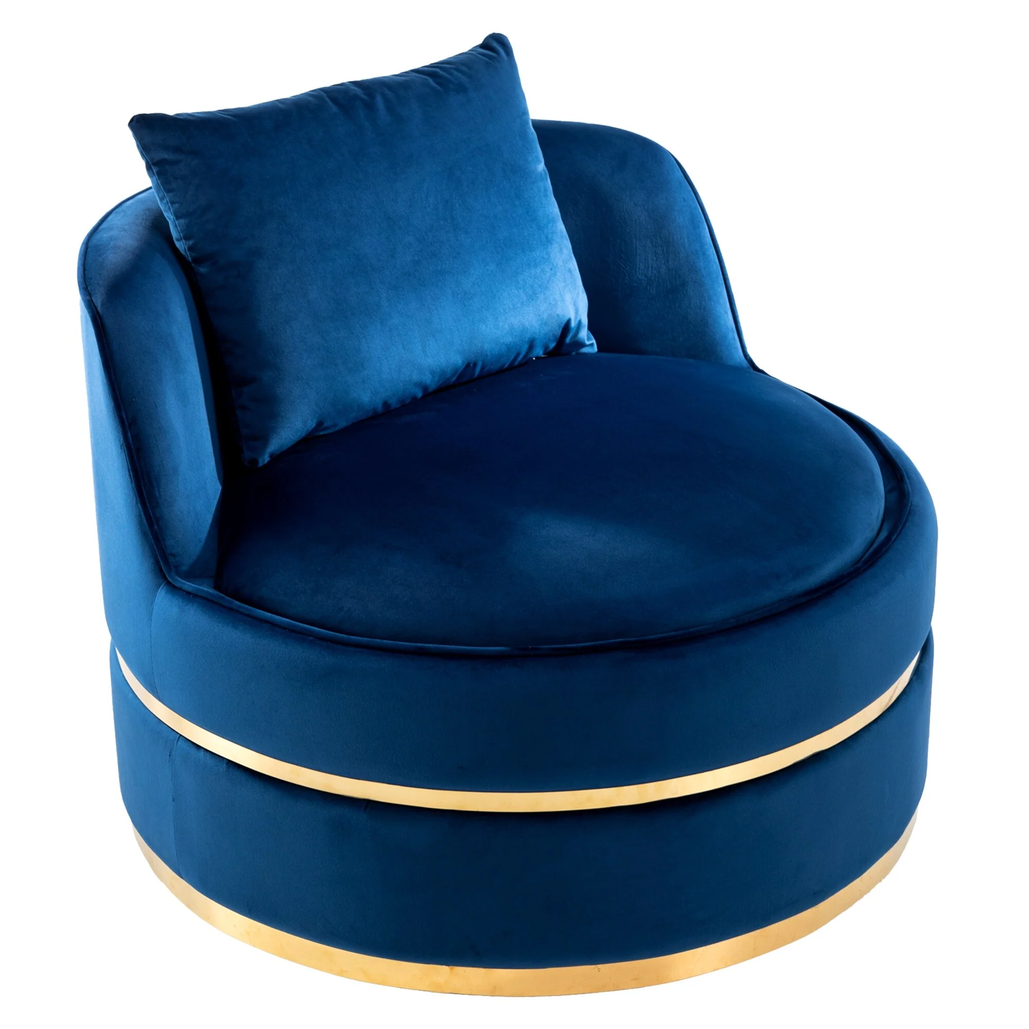 Velvet 360�� Swivel Accent Chair with Seat Cushion, Upholstered Barrel Chair with Stainless Steel Base Living Room Chair