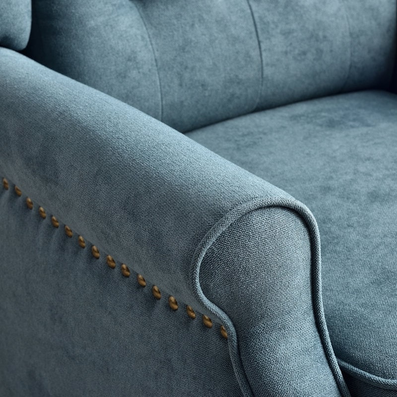 Push Back Recliner with Tufted Back and Wooden Legs