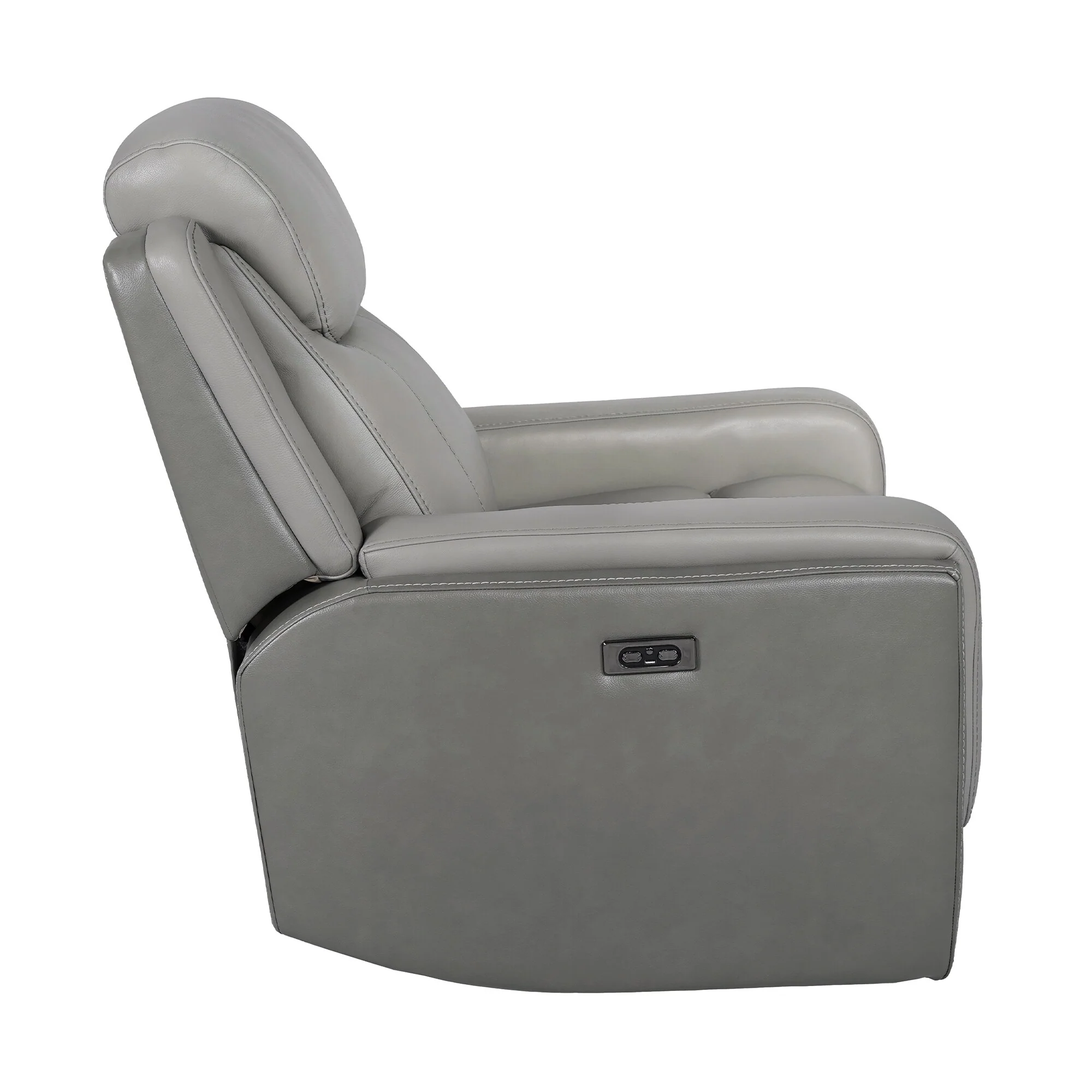 Rosalyn Zero Gravity Silver and Gray Leather Power Recliner with Power Headrest