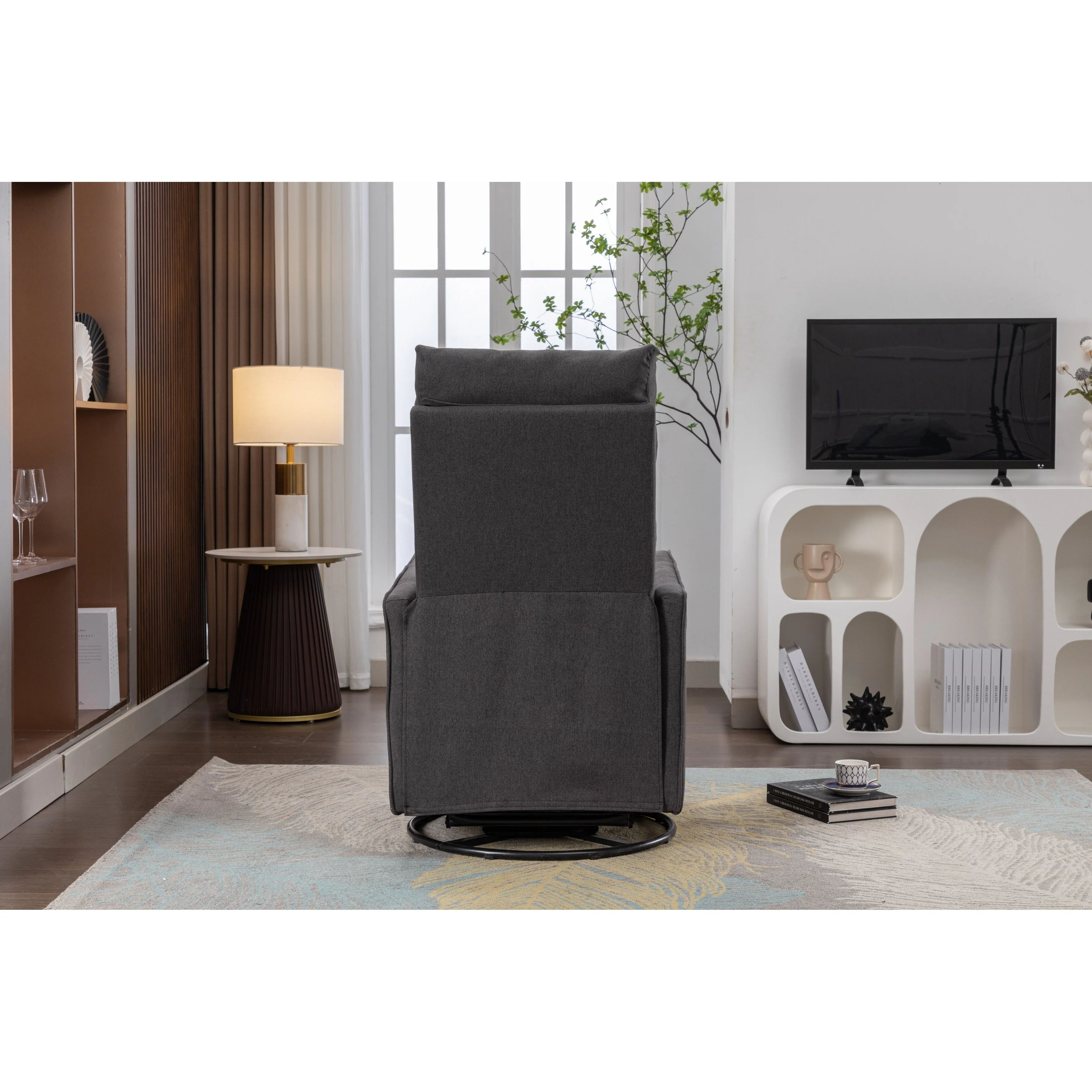 Manual Swivel Rocker Recliner Chair with Adjustable Back & Footrest