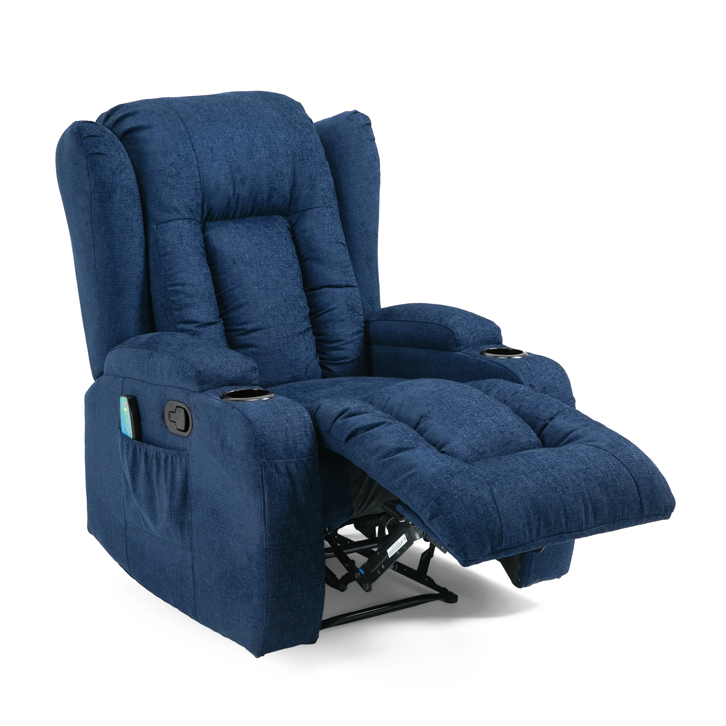 Brown Massage Recliner with Heating, 5 Modes, Cup Holders, Remote Control, and Manual Recline Function