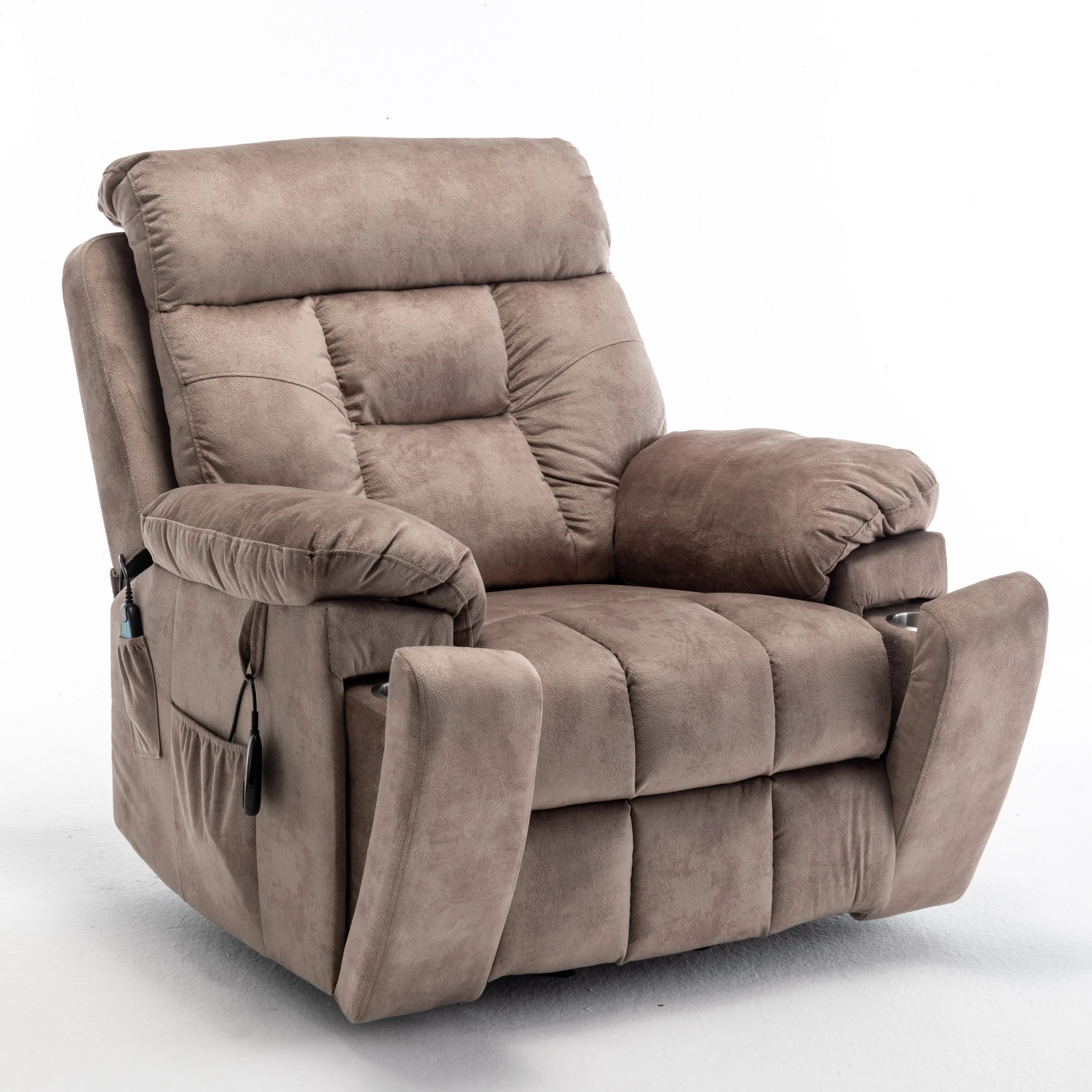 Velvet Wide Power Lift Recliner Chair with Heat, Massage & Silent Motor