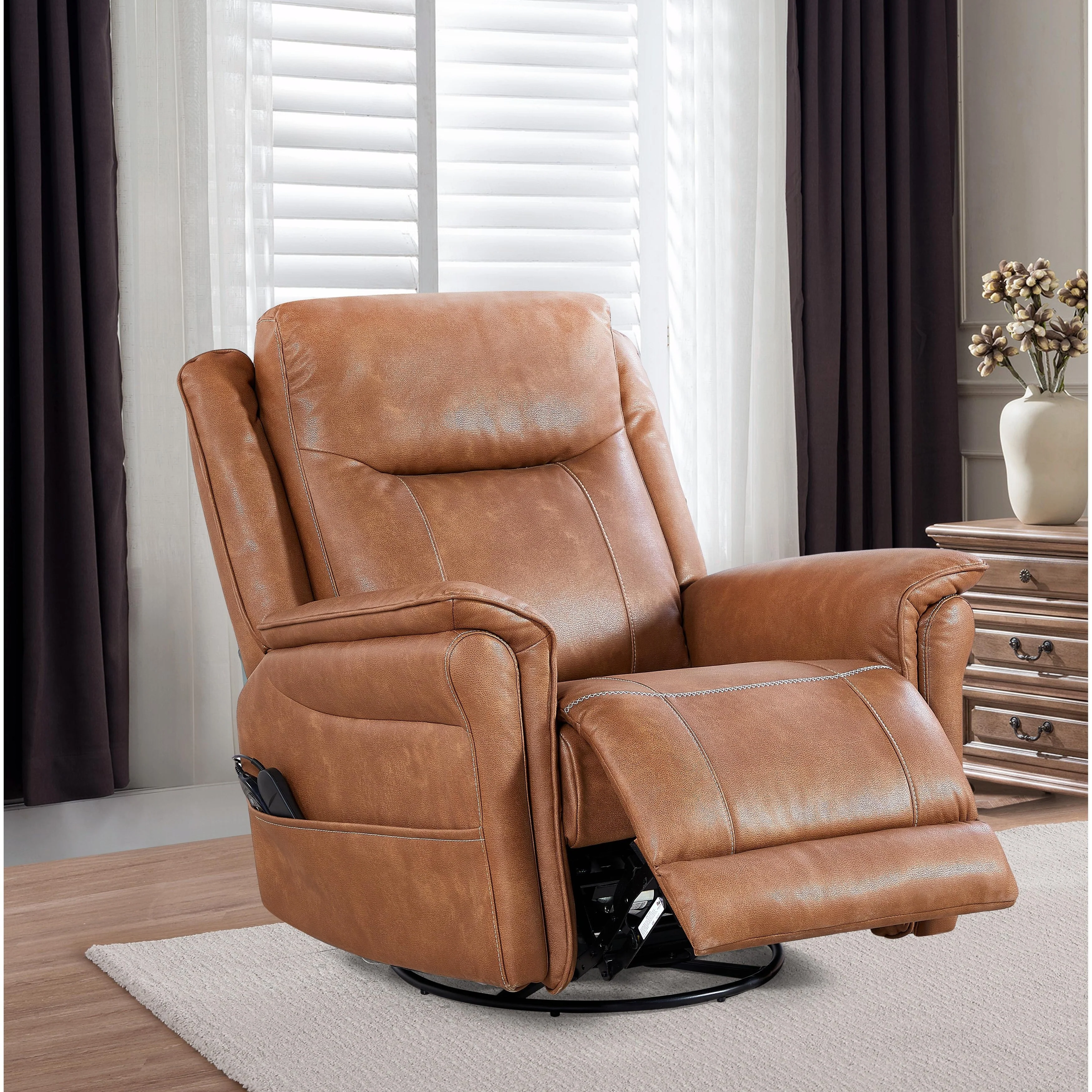 Rocking and 240 Degree Swivel Single Sofa Seat Recliner Chair, Infinite Position