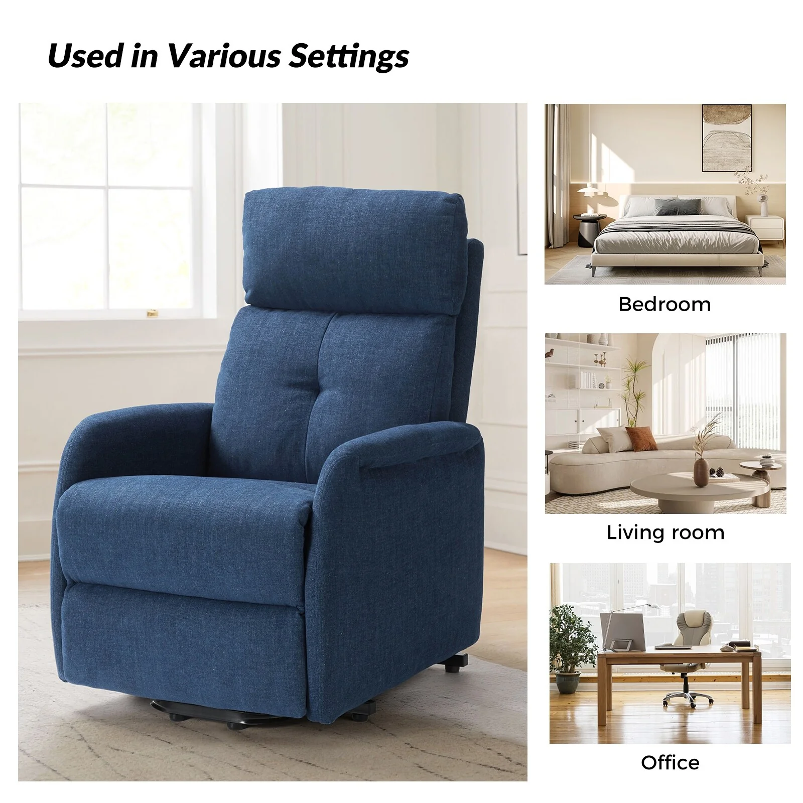 Elisa Power Remote Lift Assist Recliner with Metal Base