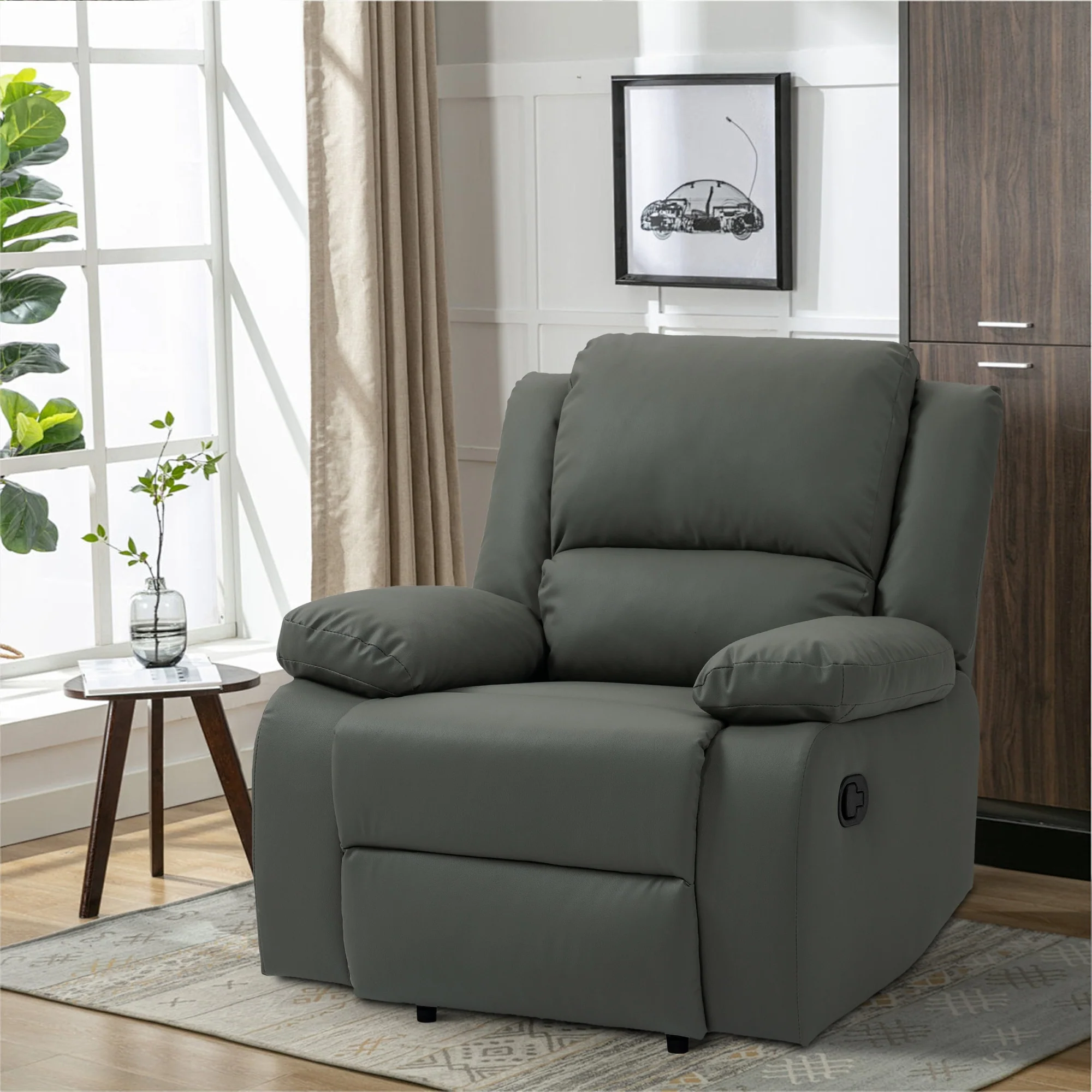 Faux Leather Lounge Chair Single Sofa Adjustable Recliners