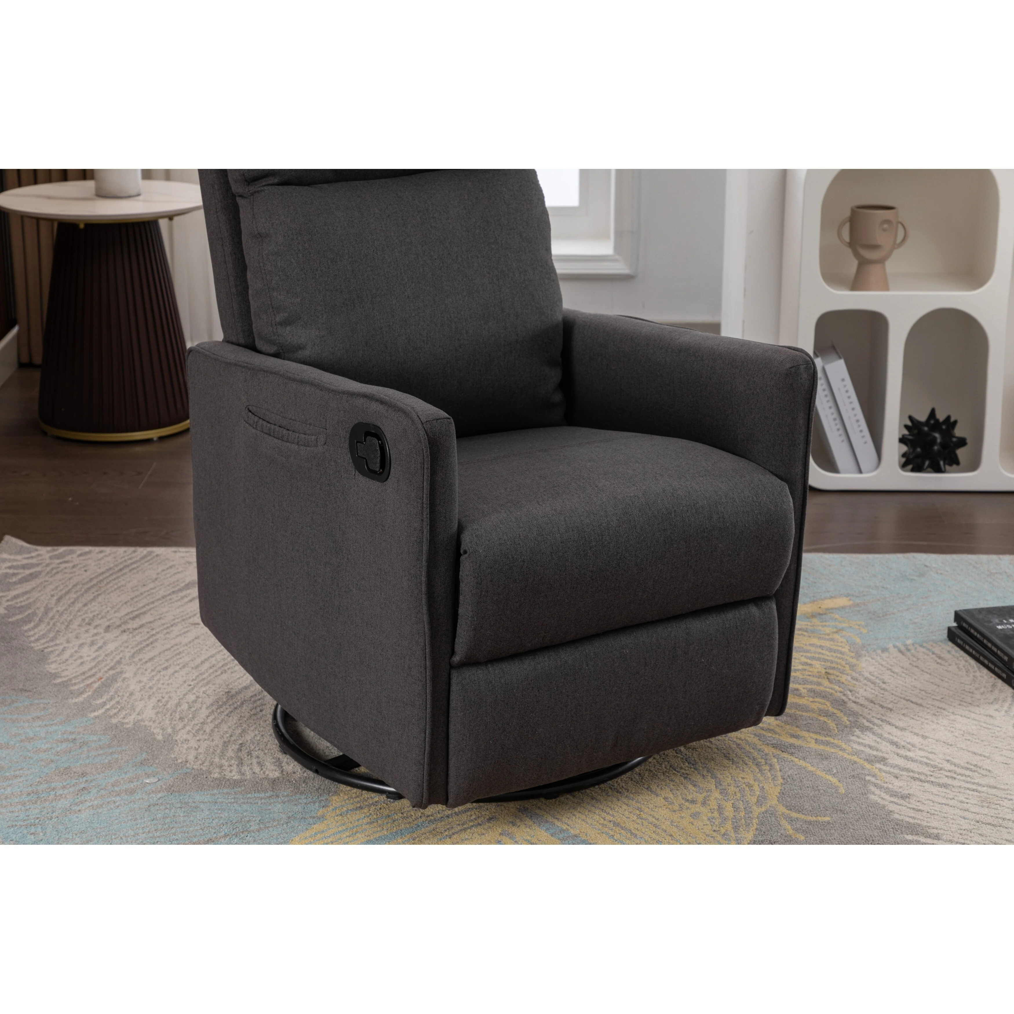 Manual Swivel Rocker Recliner Chair with Adjustable Back & Footrest