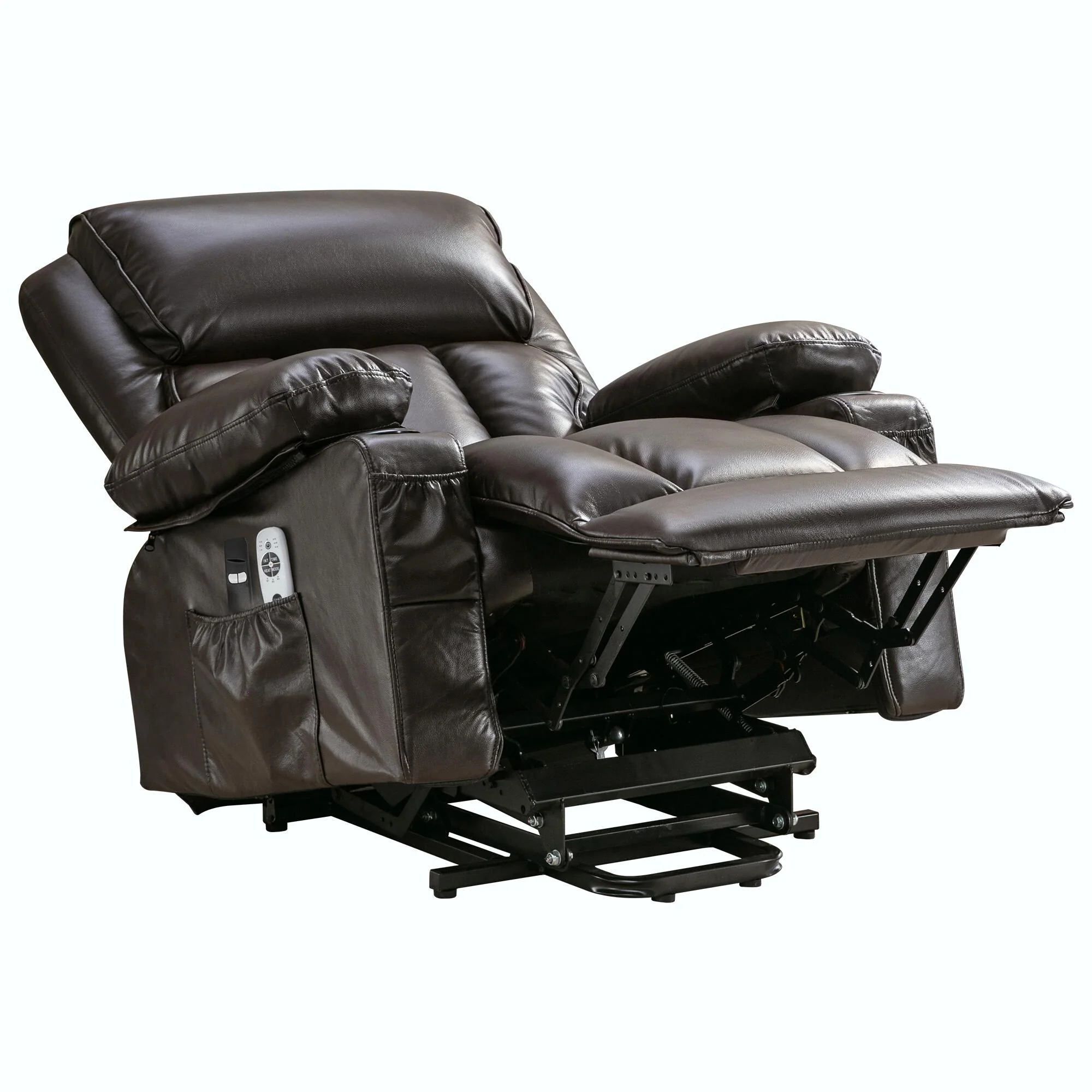 Power Electric Massage Lift Lounge Chair with Heating and Vibration Functions, Fleece Leather with USB