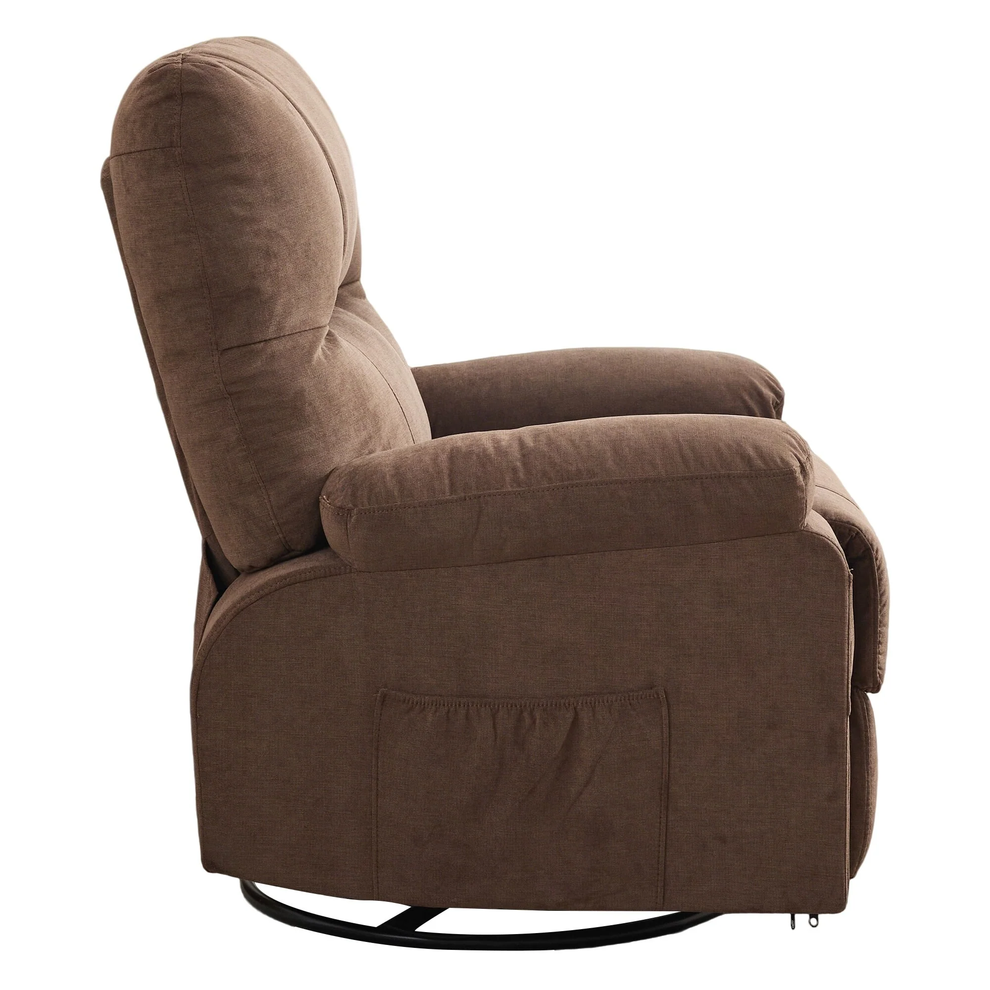 360�� Rotating Recliner Chair with Adjustable Backrest, Swivel Rocking Armchair with Footrest, Soft Cushions & Side Pockets