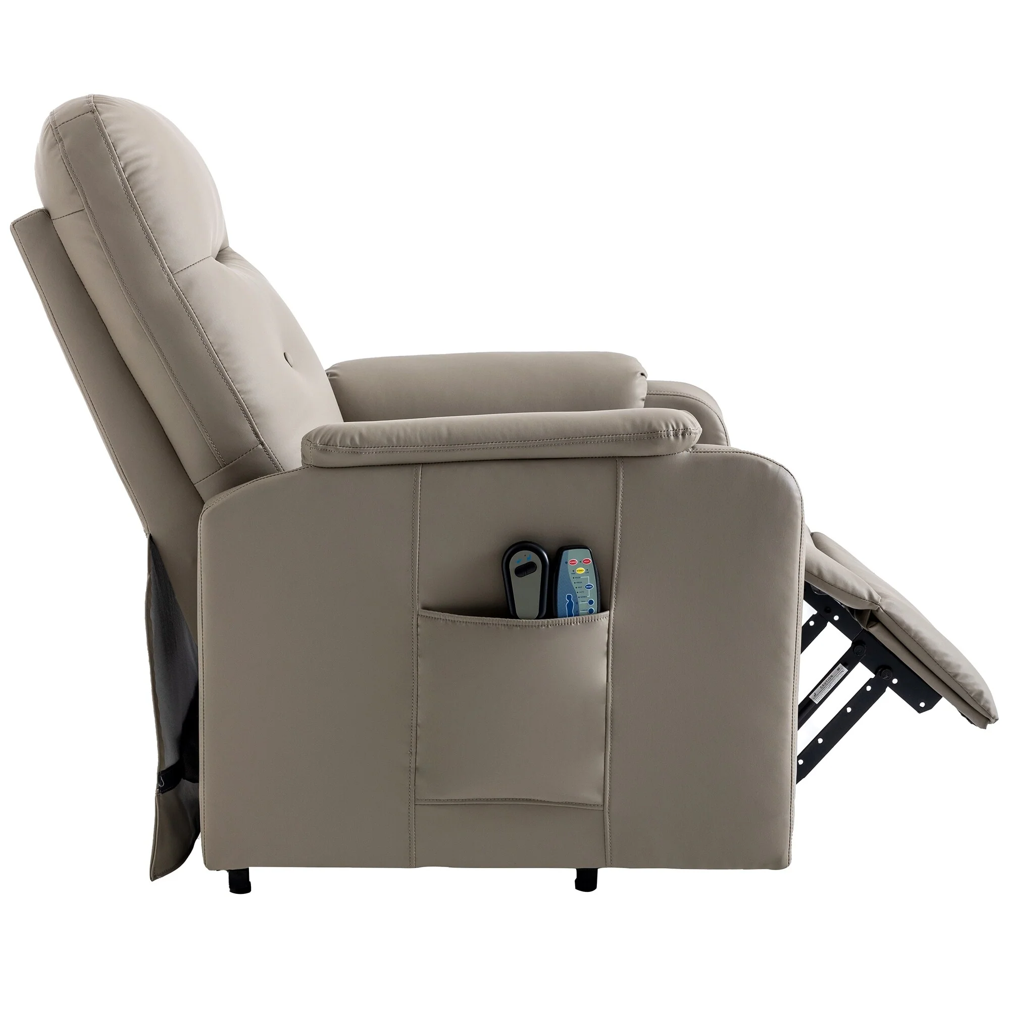 Blue Power Lift Recliner featuring Massage, Heating Function, Adjustable Settings, and Convenient Side Pocket