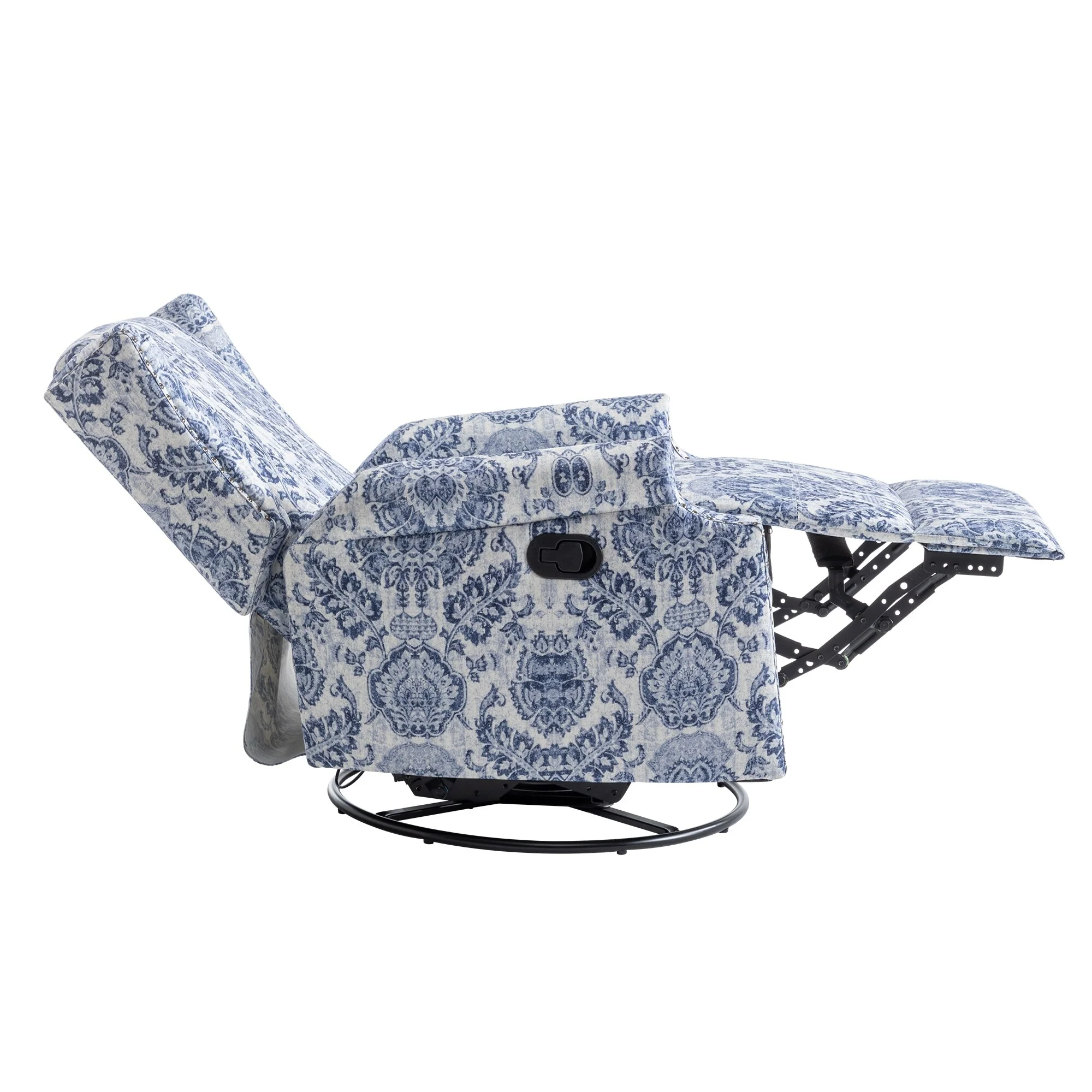 Linen Manual Swivel Base Recliner Chair with Footrest