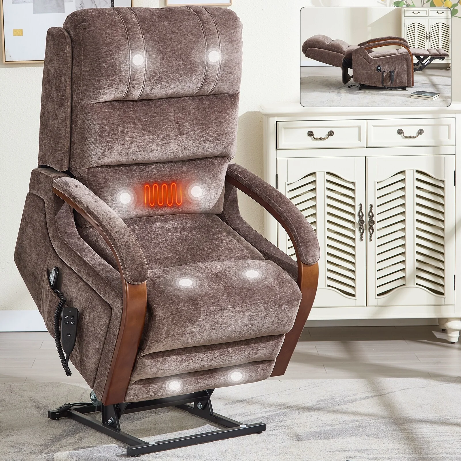 Chenille Lift Recliner Chair