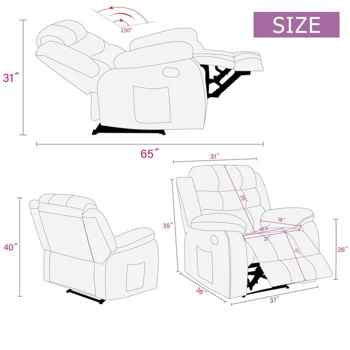 Cushioned Massage Chair with Heating Function