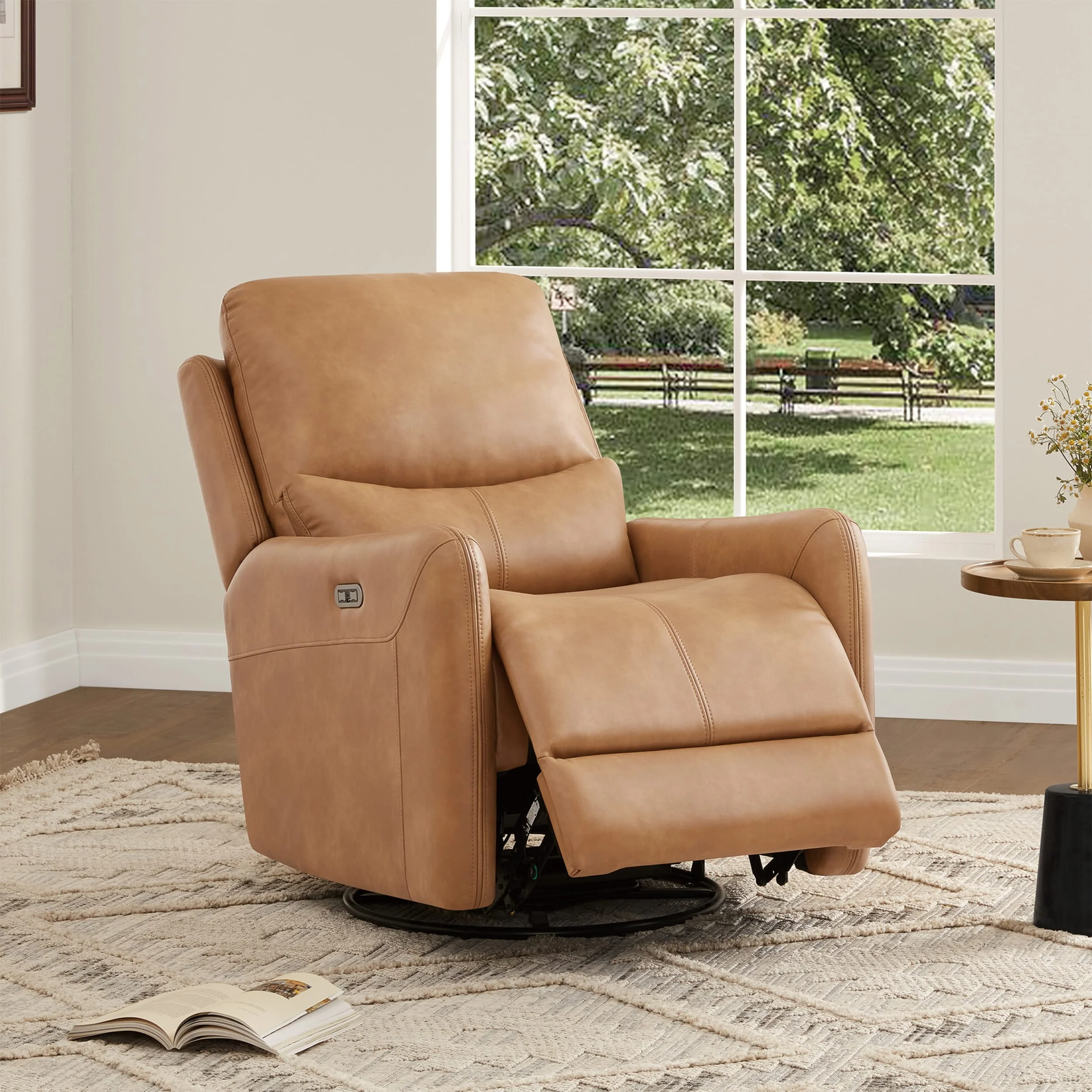 30 Power Recliner 360-degree Swivel Arm Chair Faux Leather