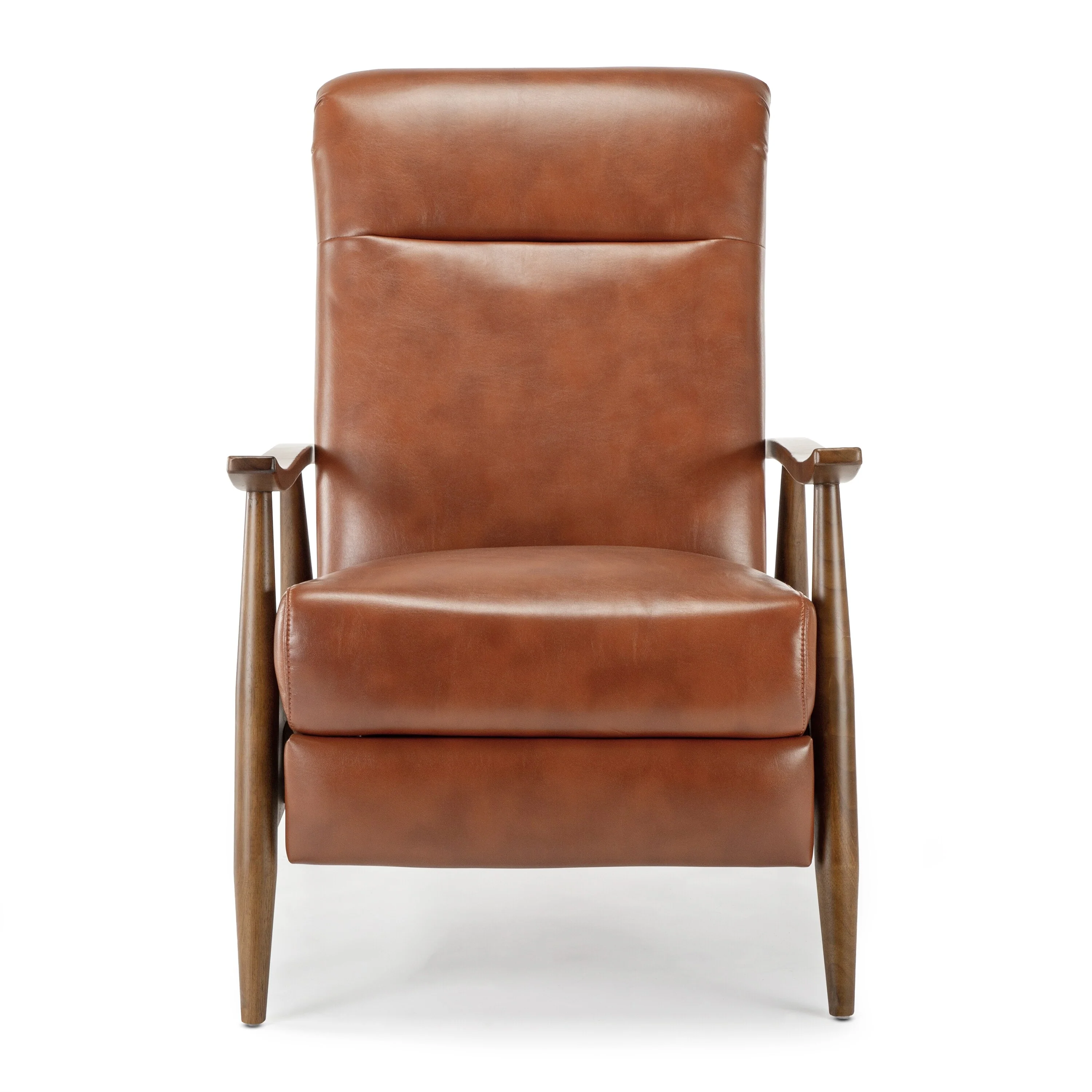 Sarasota Wood Arm Push Back Recliner - Caramel