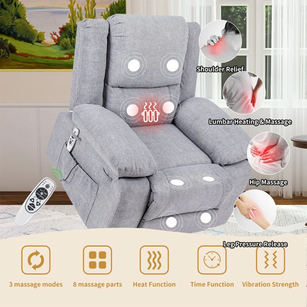 Electric Massage Power Recliner Chair, Multi-function Lifting, Timing