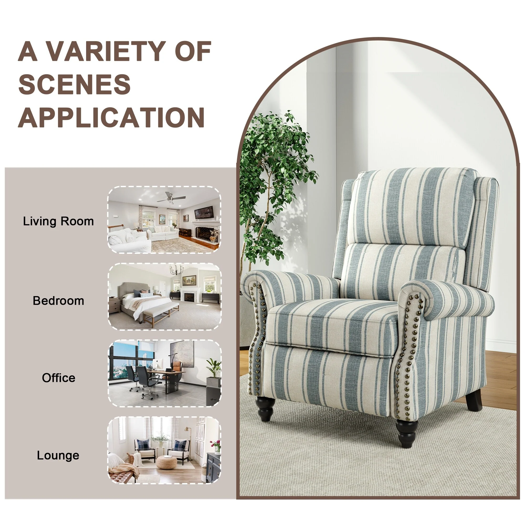 Alisa 35'' W Vegan Leather/ Linen Glider Push Back Recliner Chair