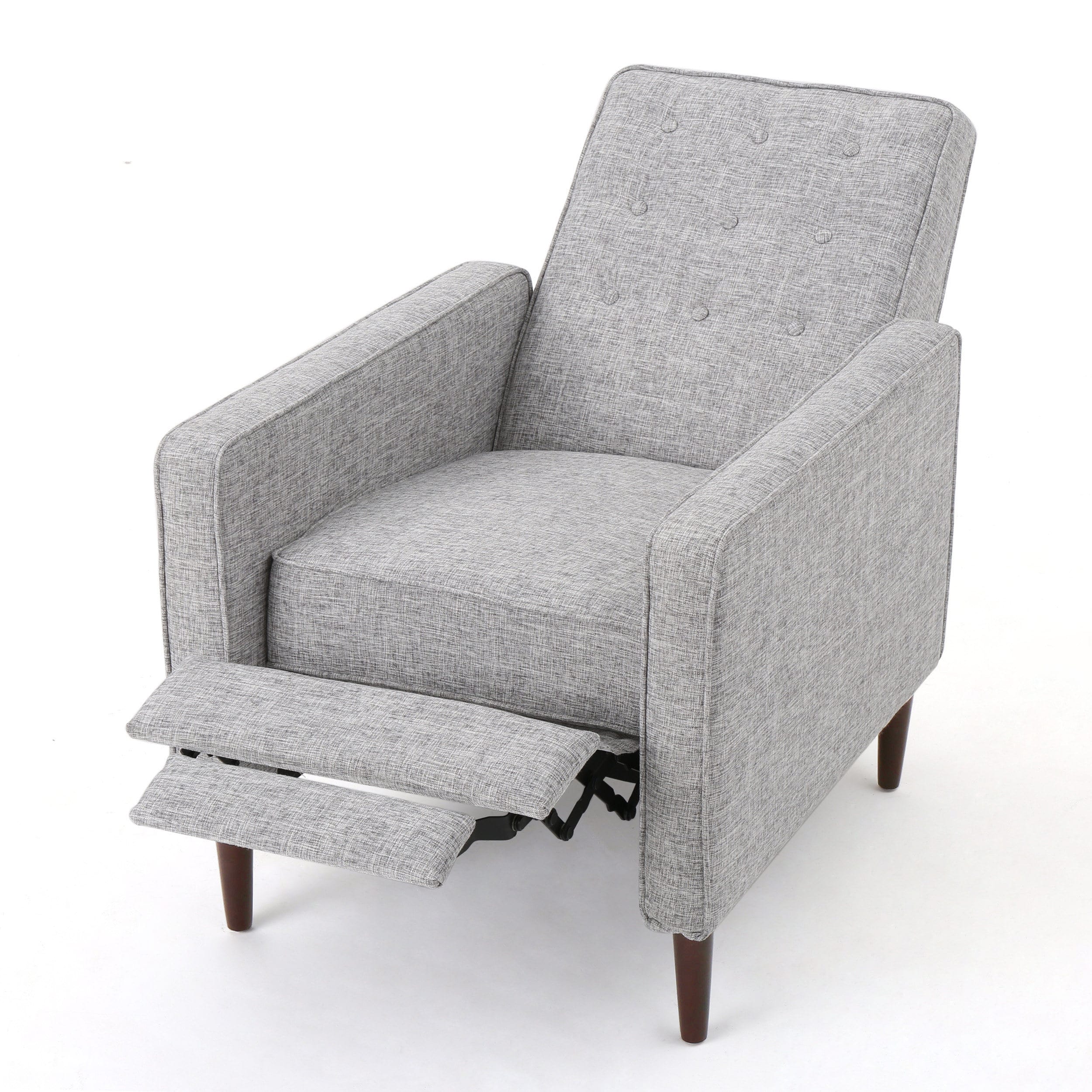 Mervynn Mid-Century Modern Button Tufted Fabric Recliner by Christopher Knight Home