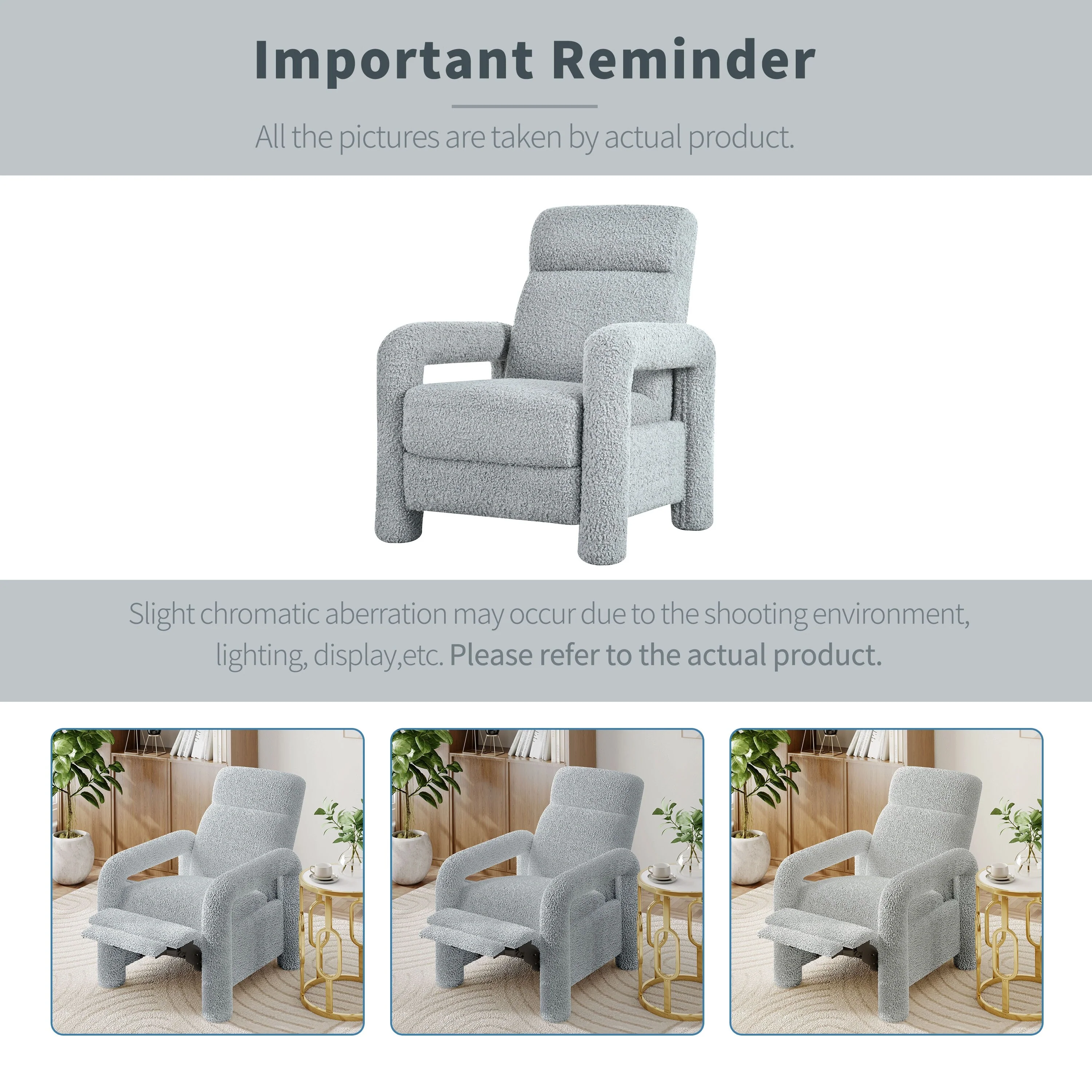 31.25 Push Back Recliner Armchair Upholstered