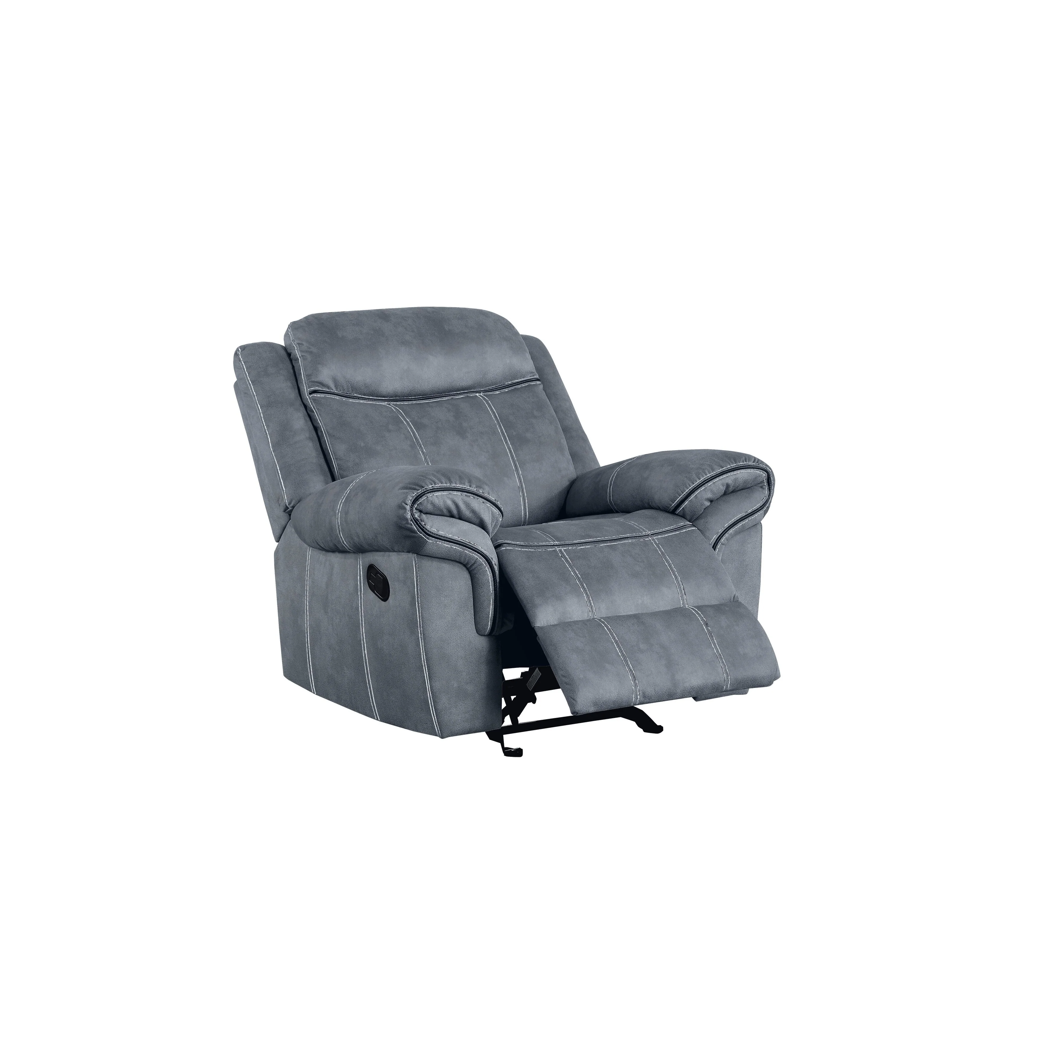 Two Tone Gray Velvet Glider Recliner