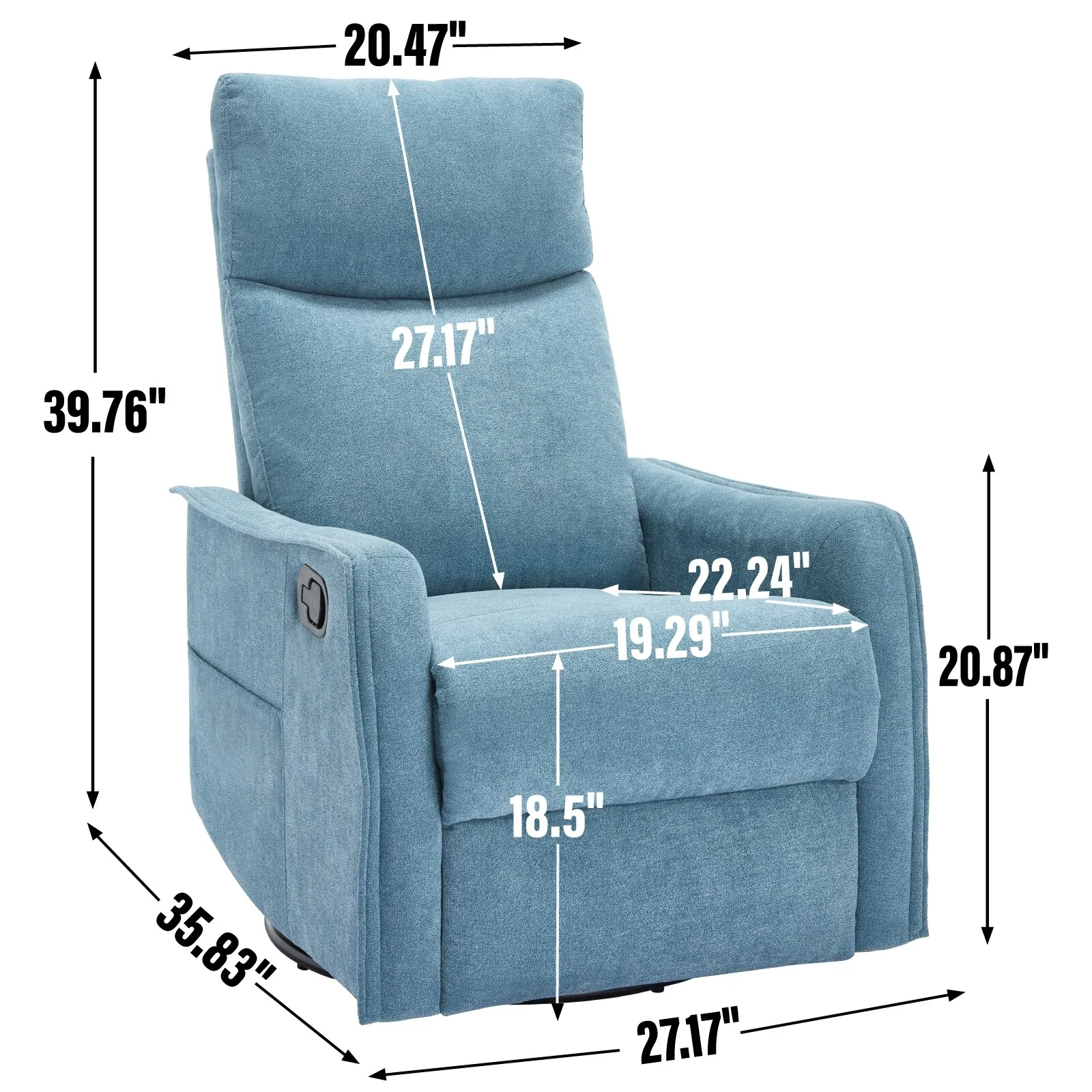 Heat Massage Manual Recliner Chair with Rocker and Swivel