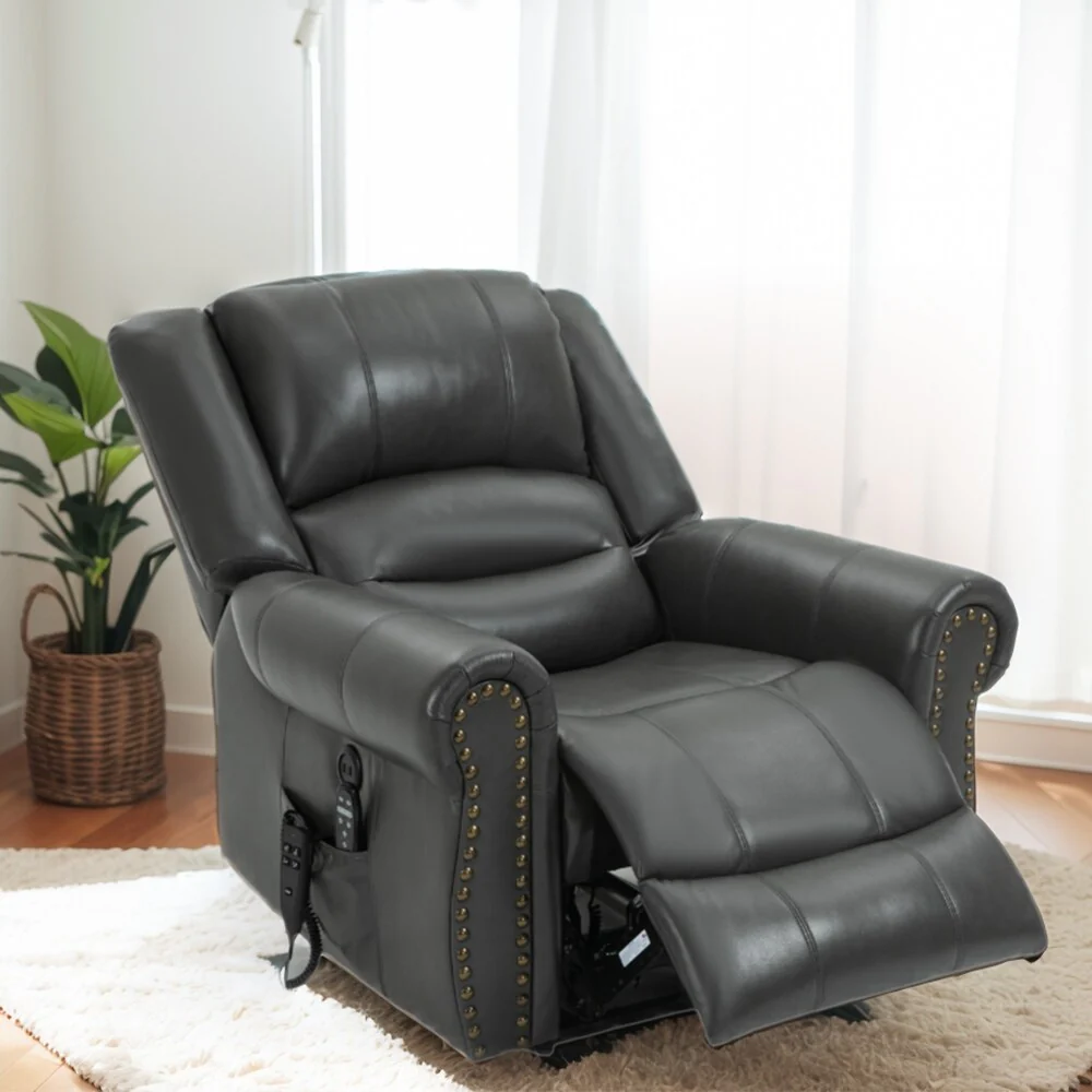 Dual Motor Power Lift Chair, Massage  Heat, USB Ports, PU Leather