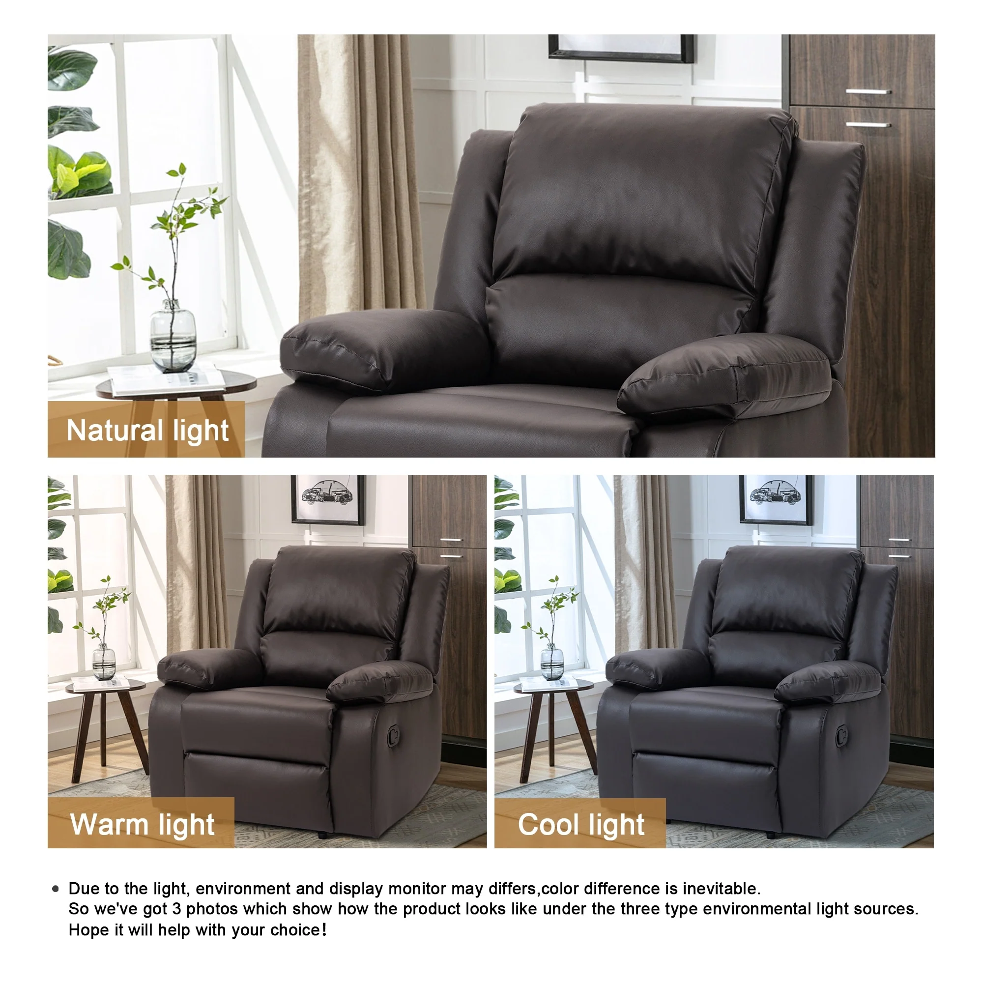 Faux Leather Lounge Chair Single Sofa Adjustable Recliners