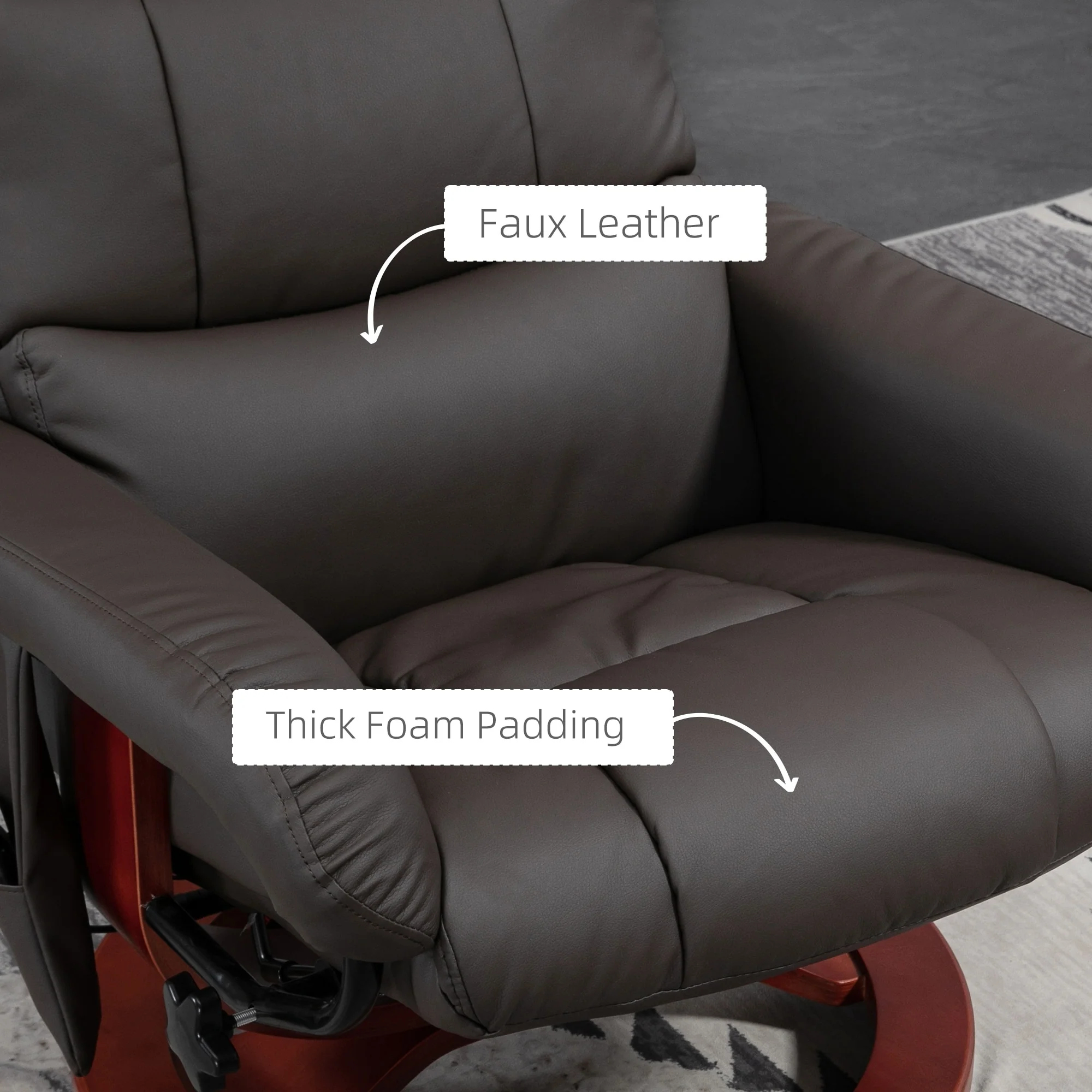 HOMCOM Recliner Chair with Ottoman, Electric Faux Leather Recliner