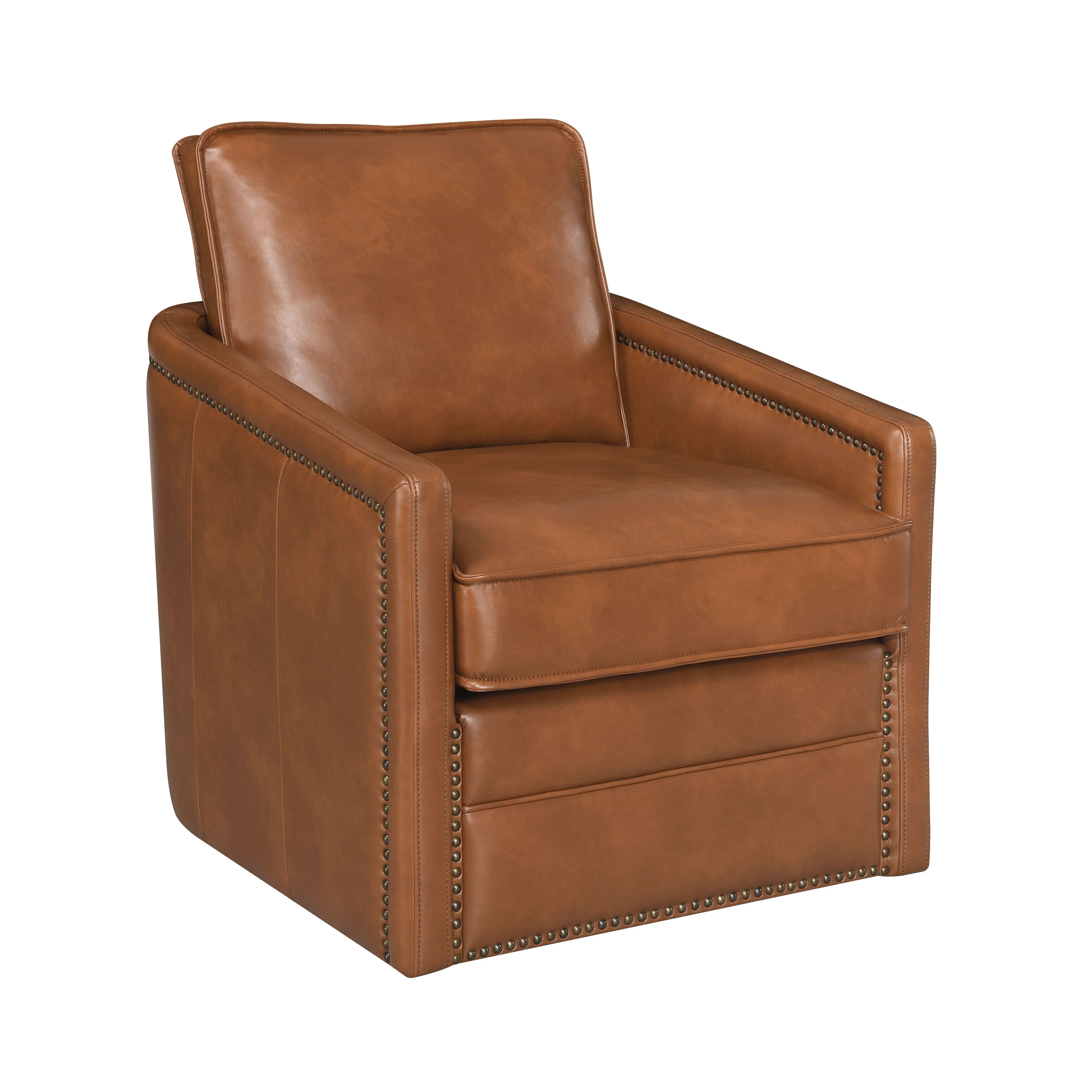 Brown Leather Aire Swivel Chair W/Glider