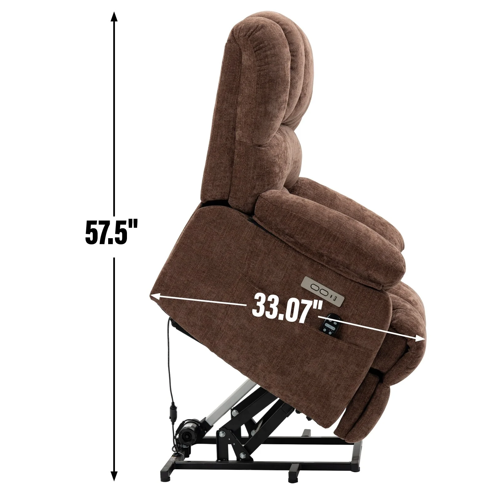 Chenille Power Lift Recliner Chair with 8-Point Vibration Massage