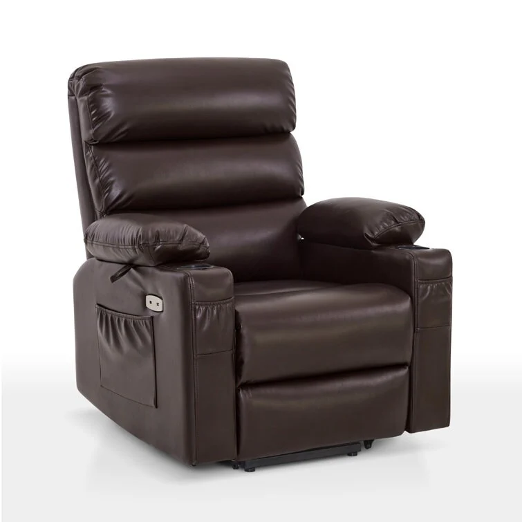 Power Recliner Lift Assit Chair with Vibration Massage and Heat, Faux Leather, 350 lbs