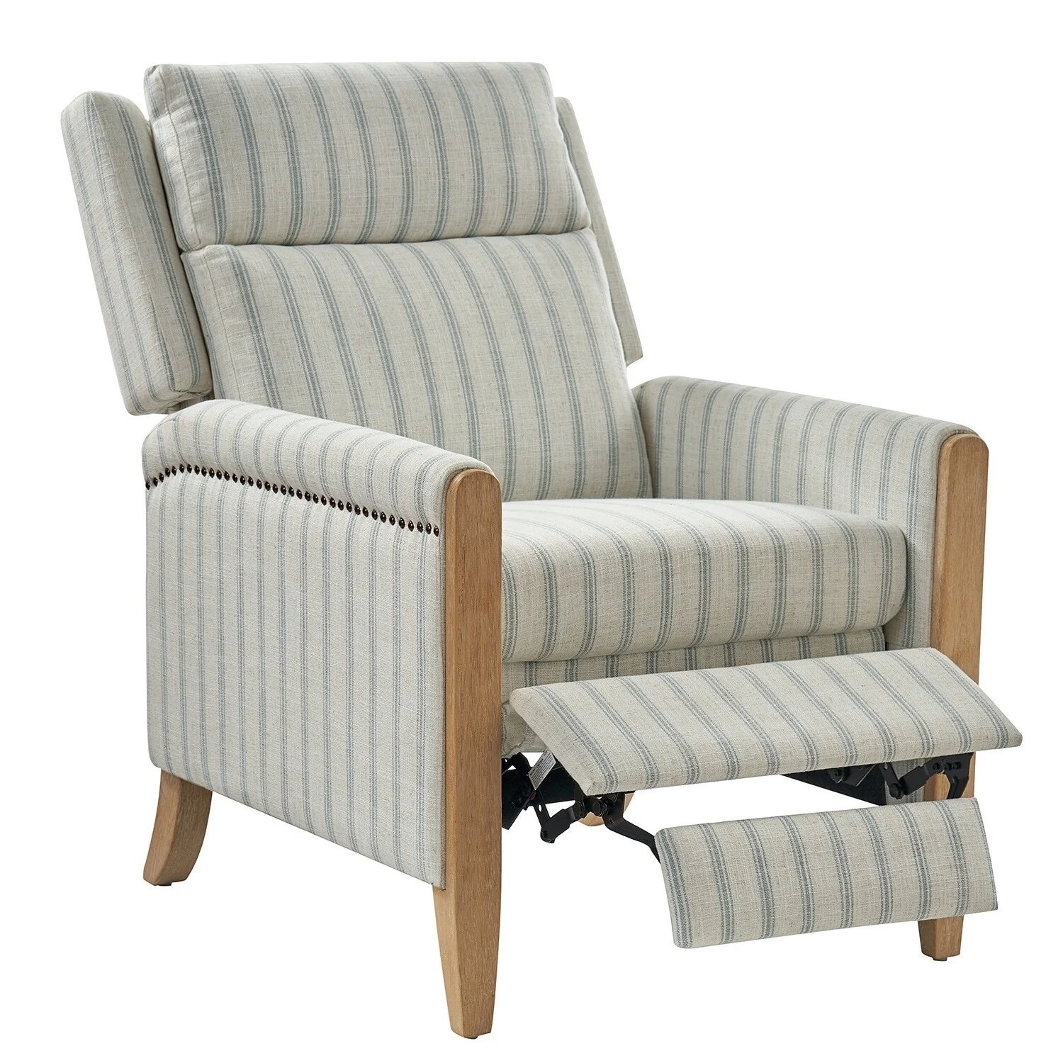 Suares Transitional Nailhead Manual Recliner with Solid Wood Legs by HULALA HOME