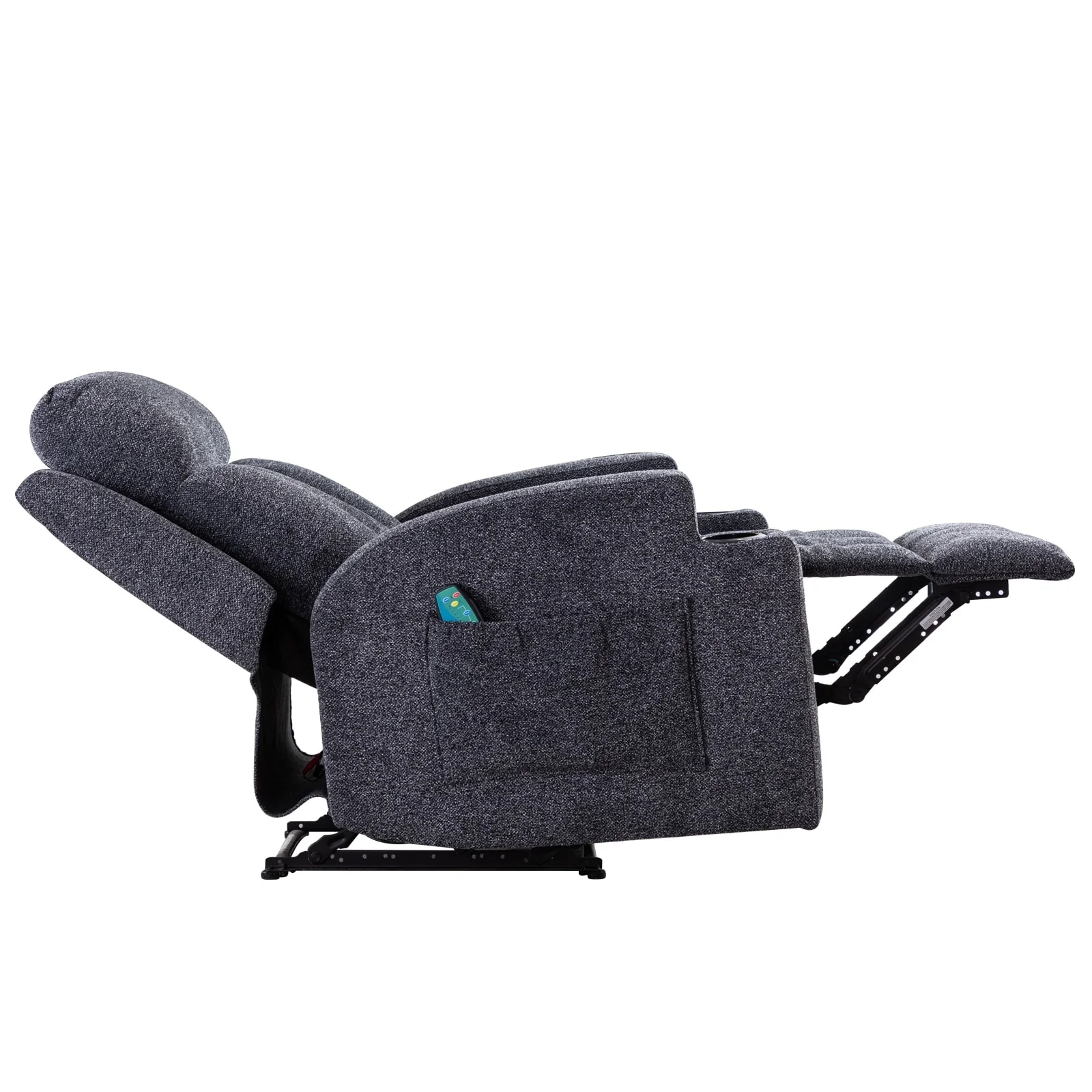 Manual Recliner Massage and Heating Chair Sofa with 2 Cup Holders Breathable Fabric