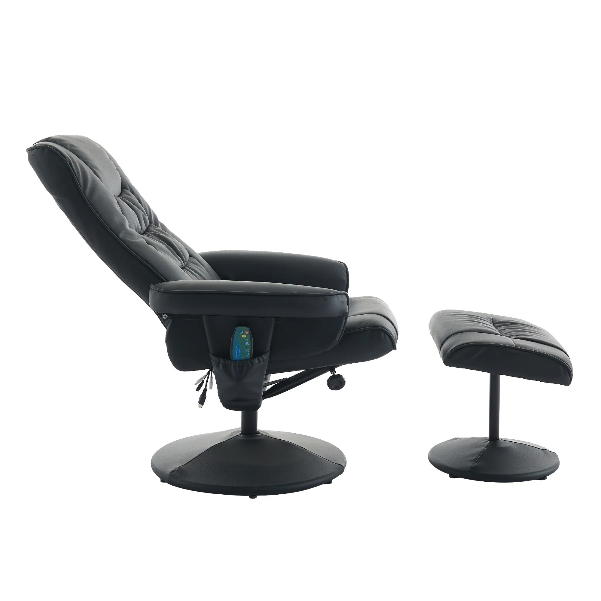 Recliner Chair with Ottoman - 360�� Swivel Massage Lounge Chair with 5-Point Vibration  Heated Seat, 140�� Adjustable