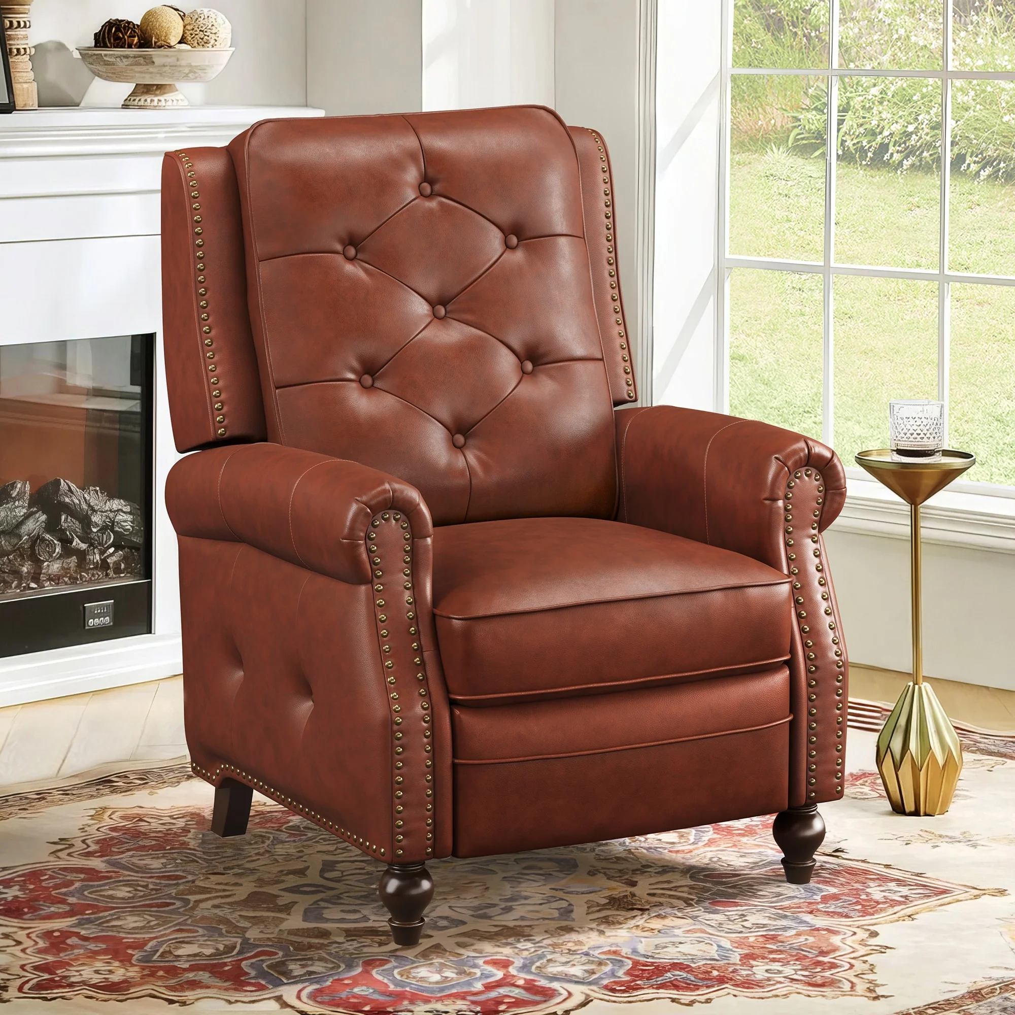LUE BONA Leather Recliner Chair Accent Chairs for Living Room