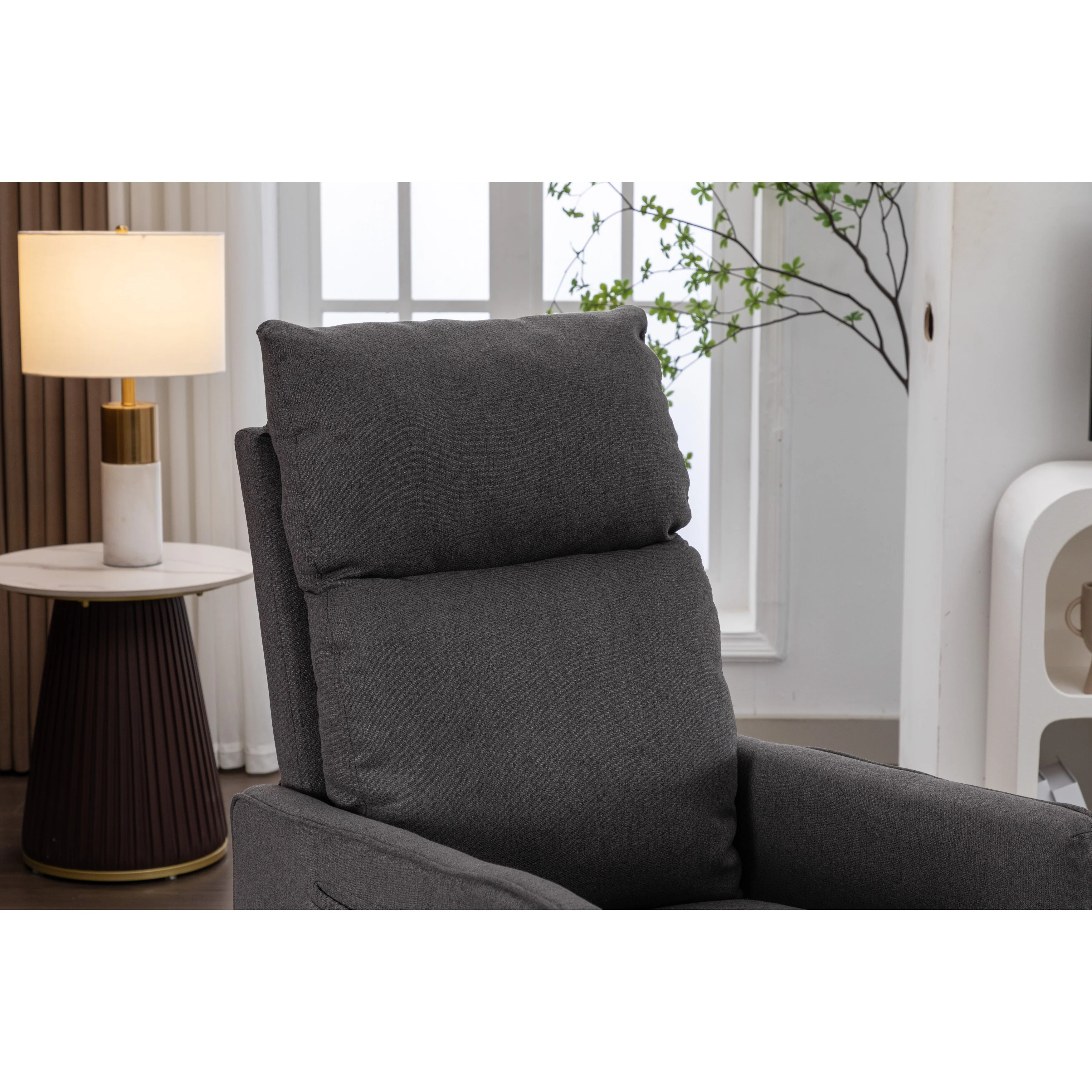 Manual Swivel Rocker Recliner Chair with Adjustable Back & Footrest