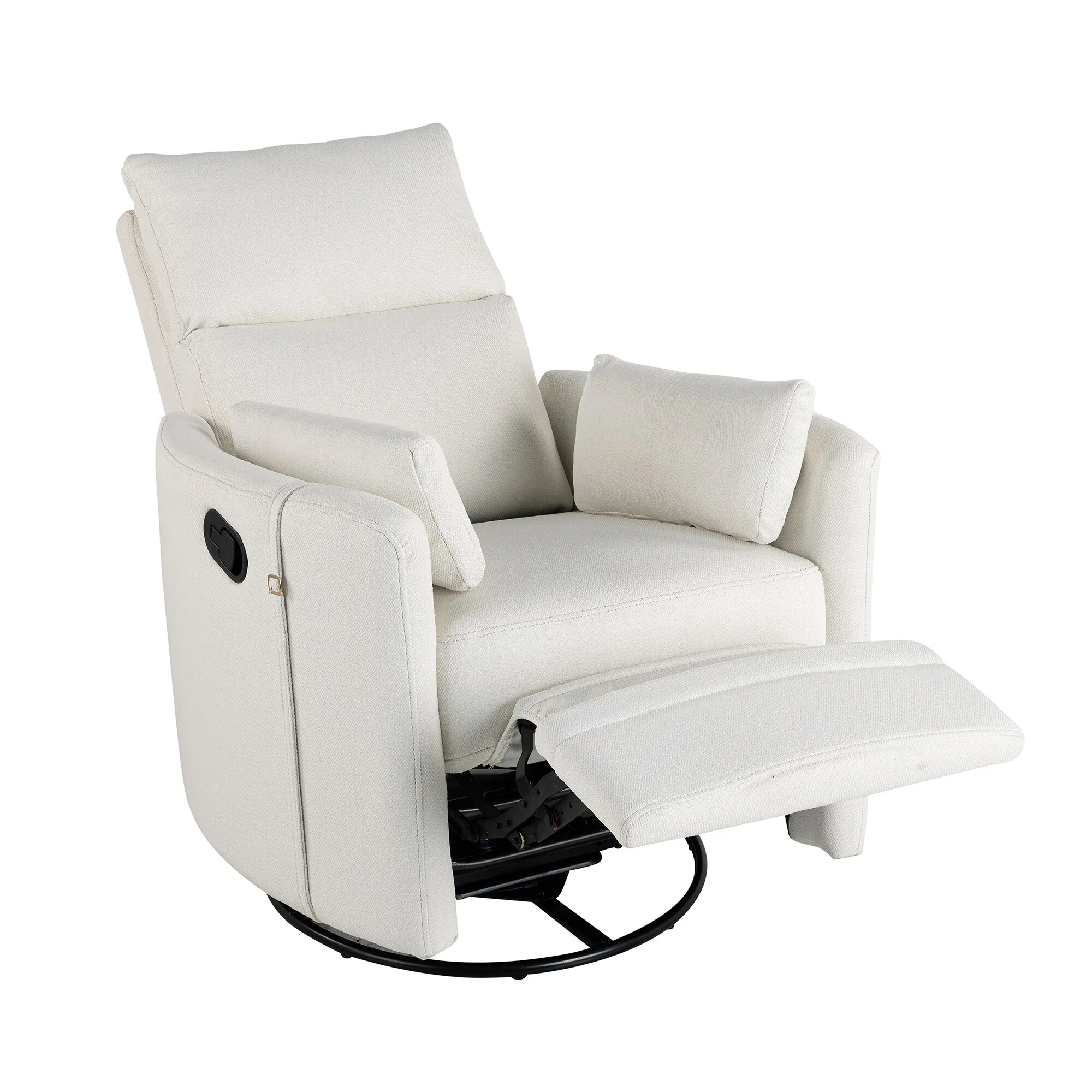 Beige Manual Rocker Recliner featuring 360�� Swivel and Adjustable Backrest, Includes Two Removable Cushions