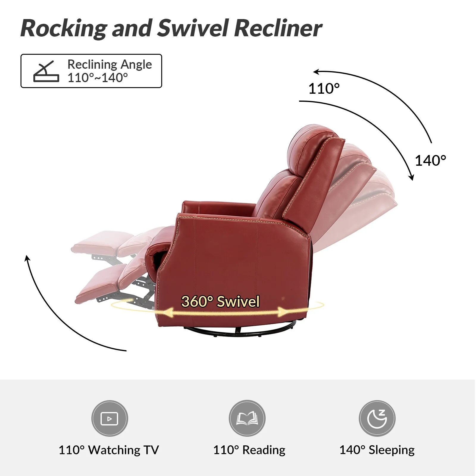 Demeter modern Genuine Leather Swivel Nursery Chair with Nailhead Trims Set of 2 by HULALA HOME