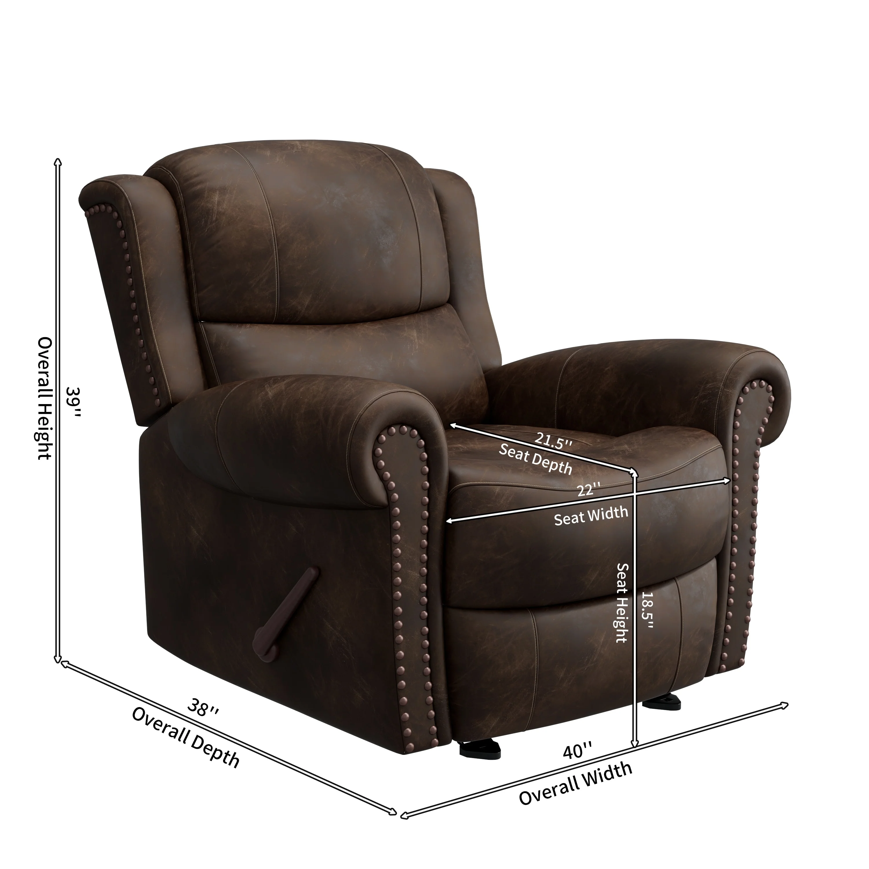 Copper Grove Dilsen Extra Large Rolled Arm Rocker Recliner Chair