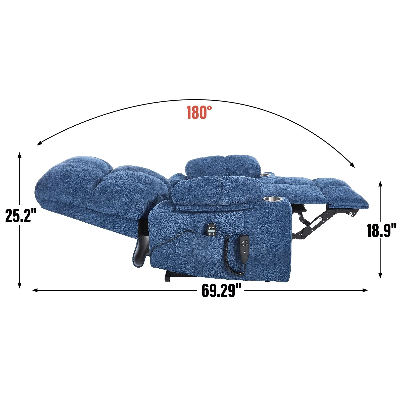 Lift Recliner Chair, Heavy Duty Motion Mechanism with 8-Point Vibration Massage and Lumbar Heating, Dual Cup Holders