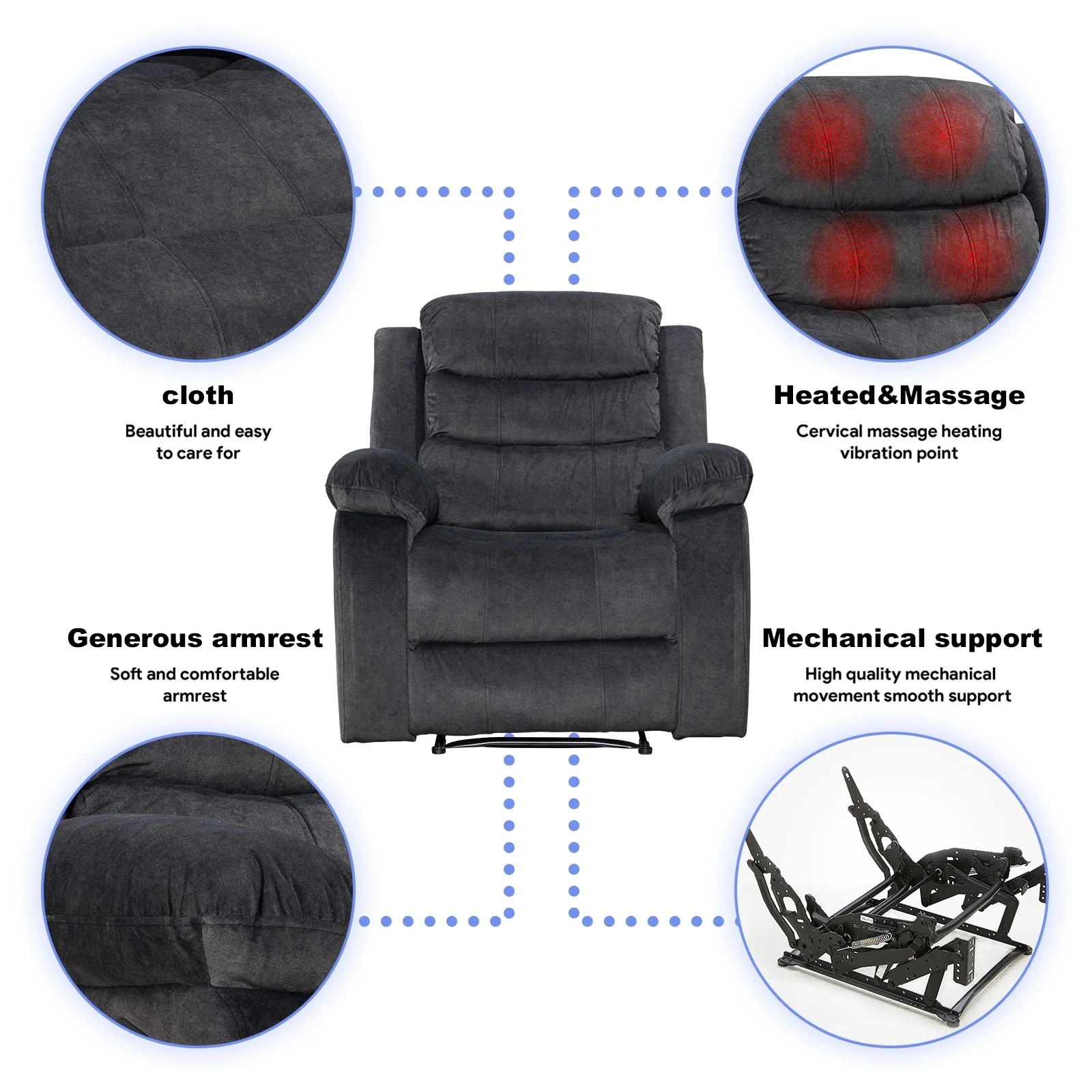 Super Soft Manual Heated and Massage Recliner Chair