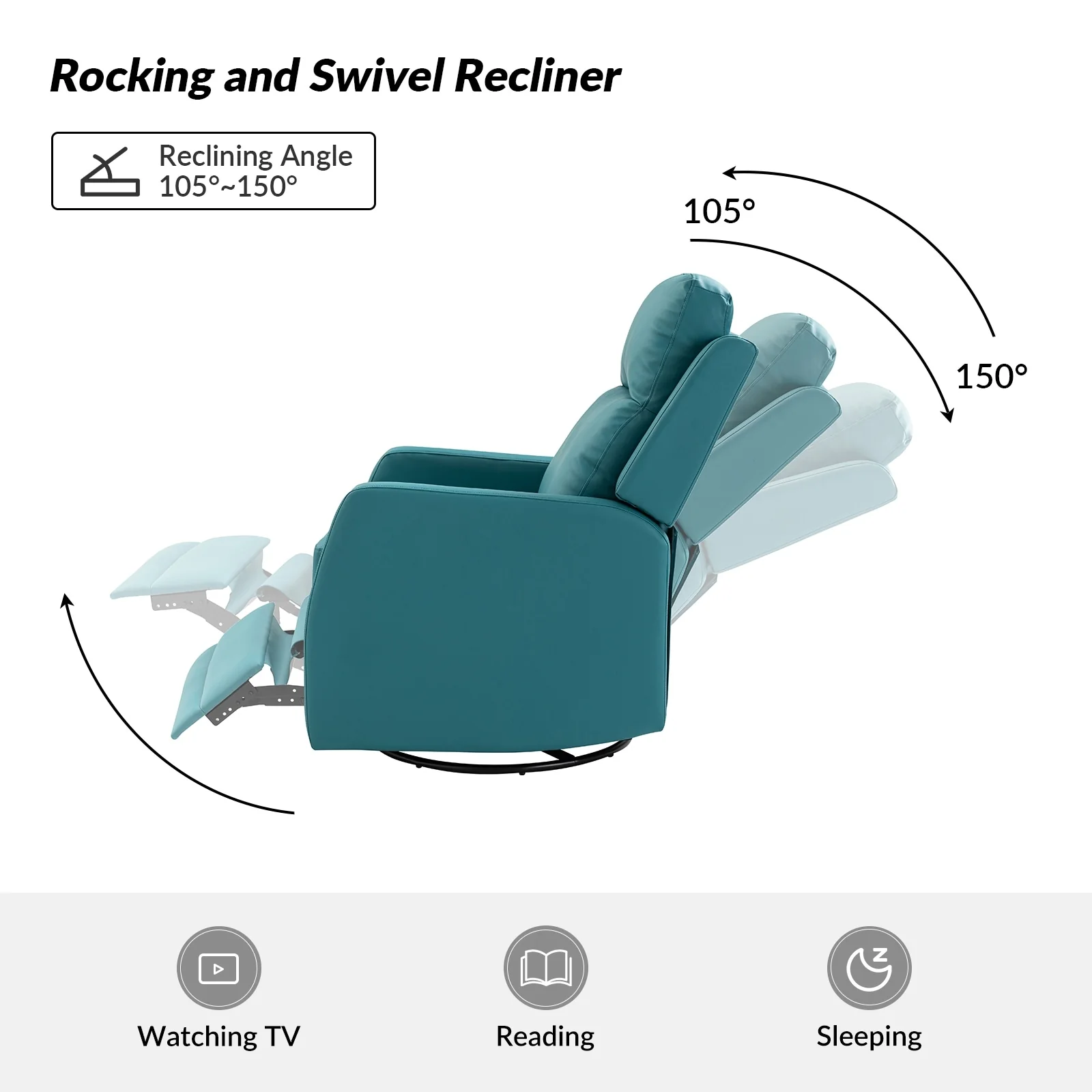 Esteban Modern Faux Leather Manual Rocking Swivel Recliner with Wingback Set of 2