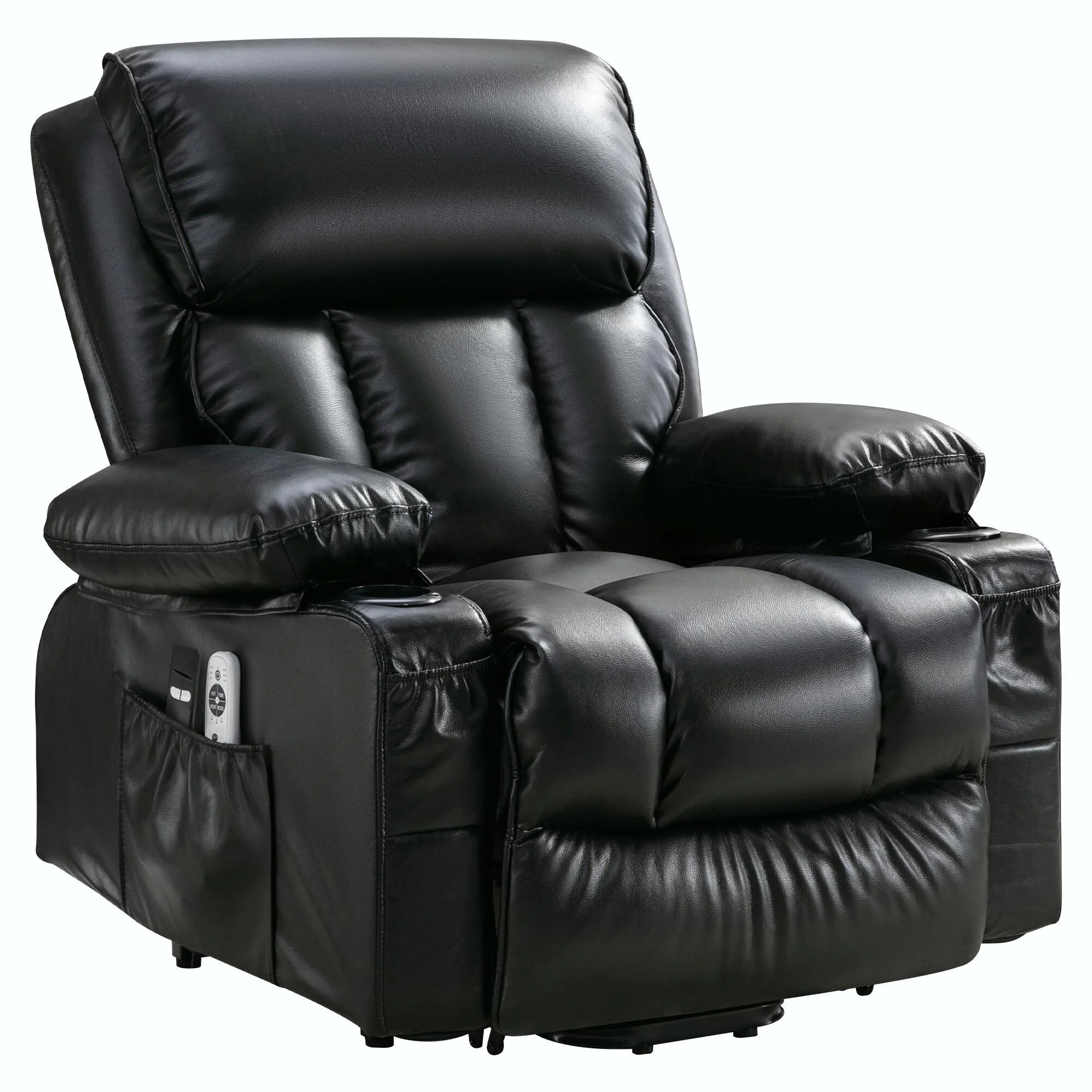 Power Electric Massage Lift Lounge Chair with Heating and Vibration Functions, Fleece Leather with USB