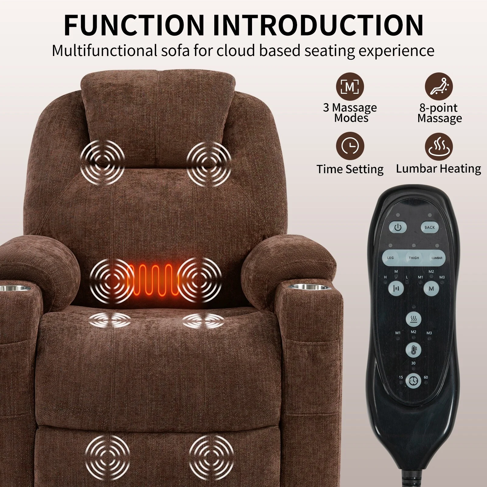 Standard Power Lift Recliner Chair with Full?Body Massage & USB