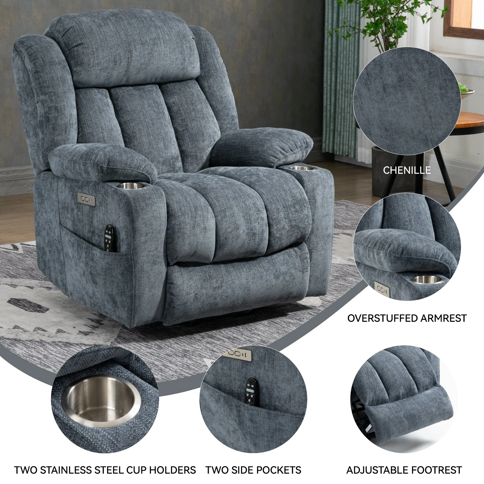 Chenille Power Lift Recliner Chair