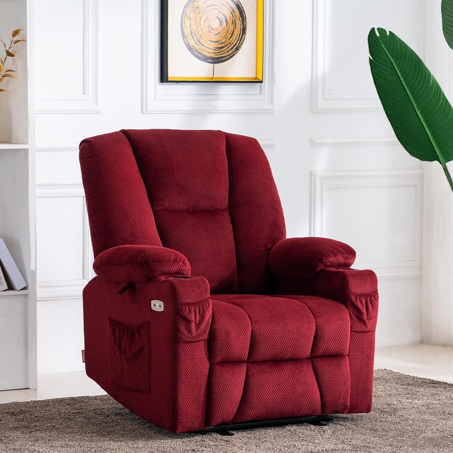 MCombo Electric Power?Recliner Chair with Massage  Heat, Plush Fabric 8015